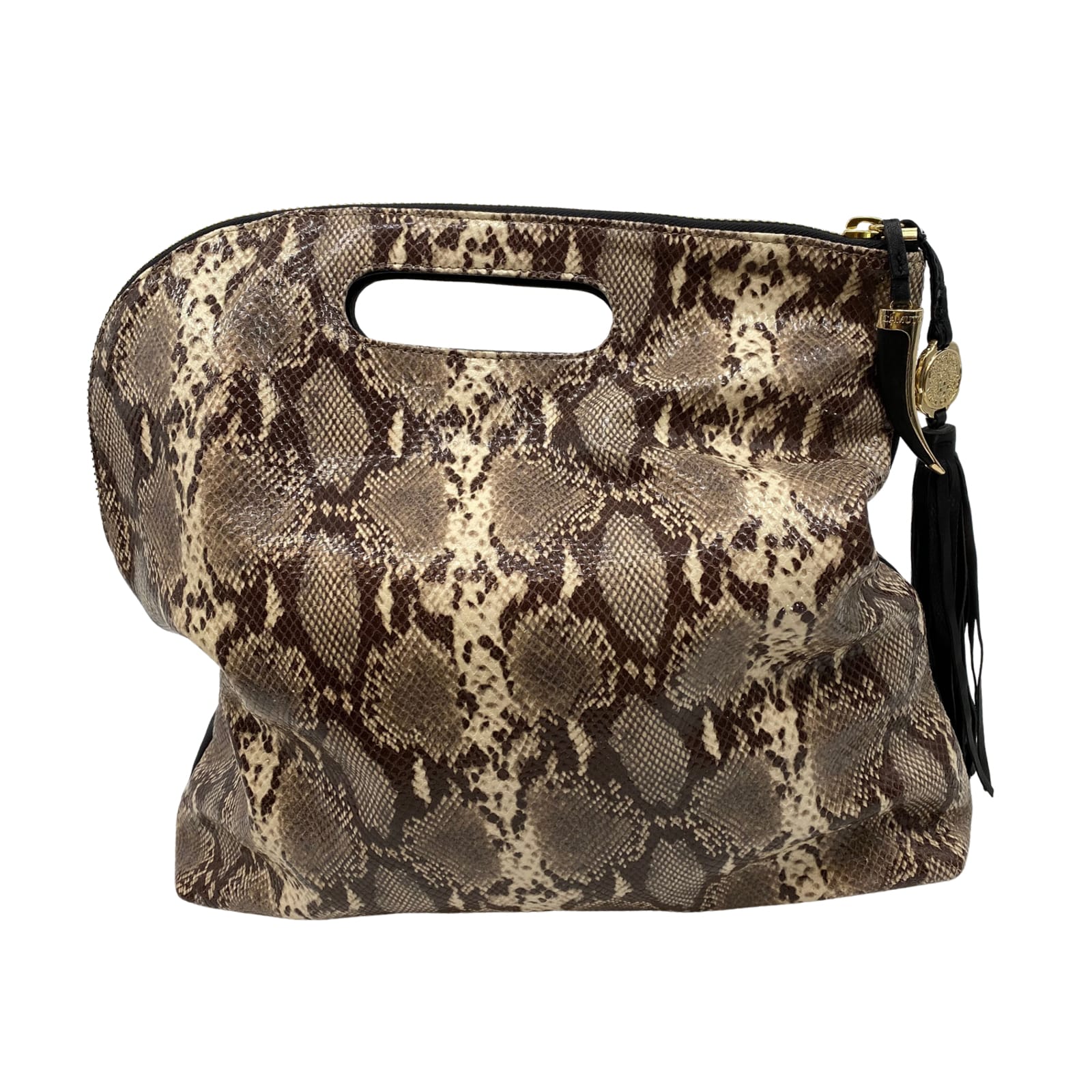 Vince Camuto Black Leather Animal Print Clutch