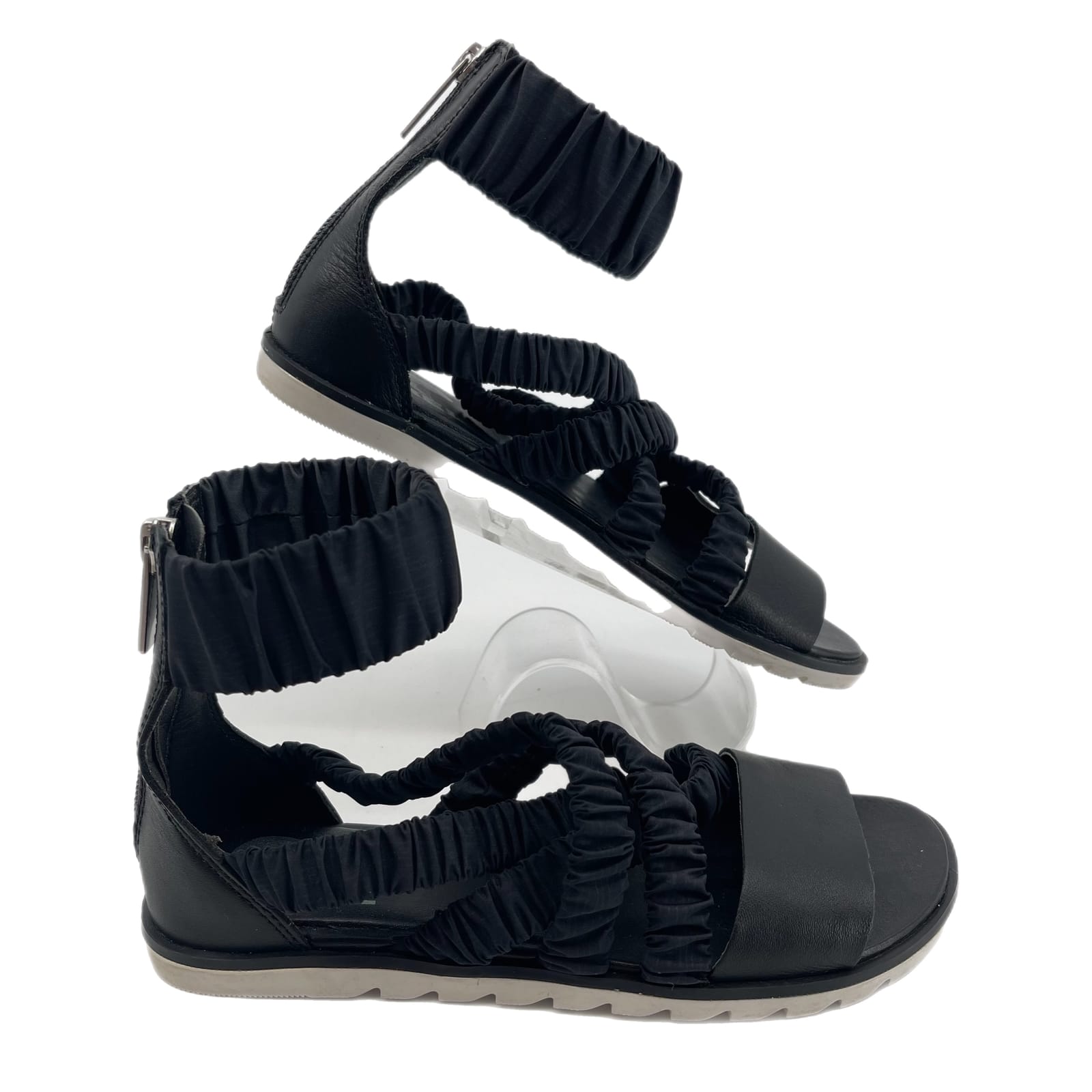 Sorel Black & White Leather Sandals