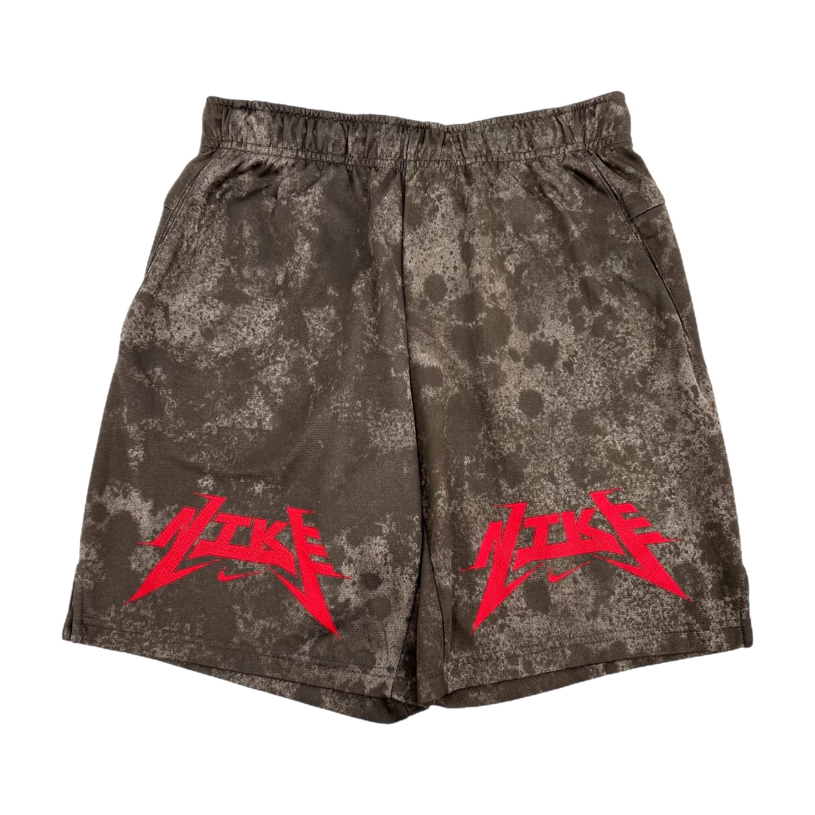 Nike Gray Red High-Rise Athletic Shorts