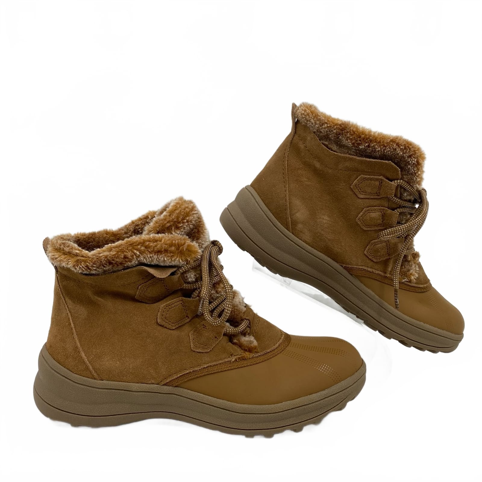 BareTraps Tan Augustine Fuzzy-Lined Lace-Up Bootie