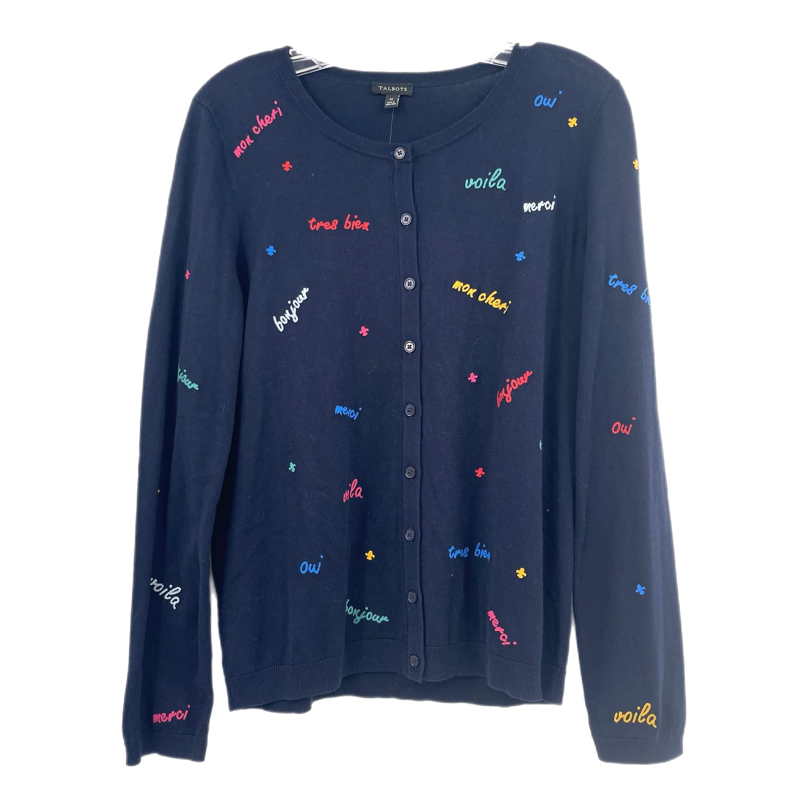 Talbots Blue Embroidered Cardigan