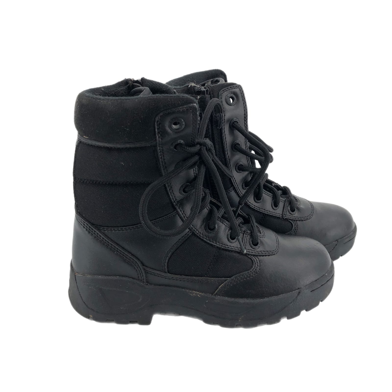 Black Synthetic Lace-Up Combat & Moto Boots