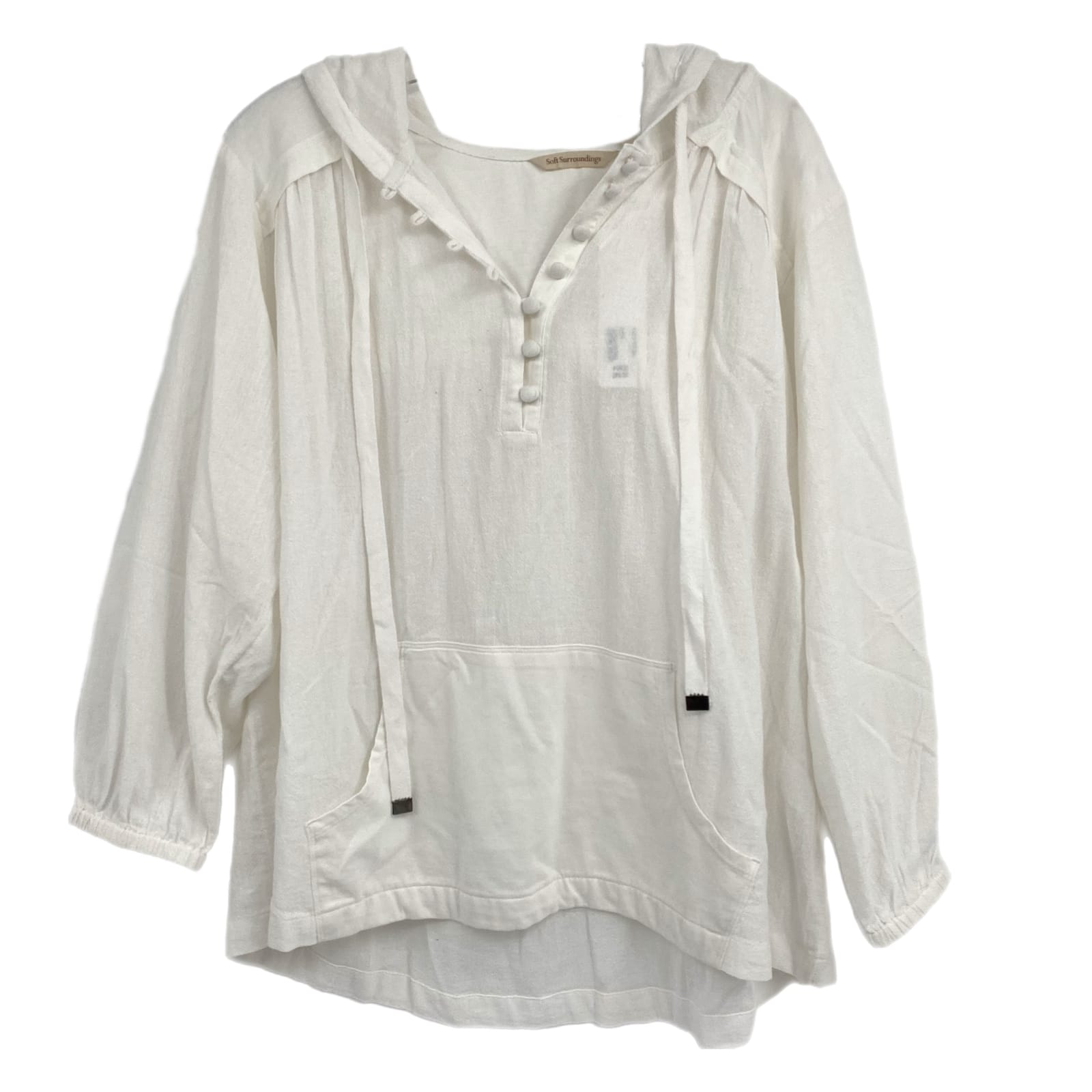 Soft Surroundings White Cotton Puff Sleeve Blouse