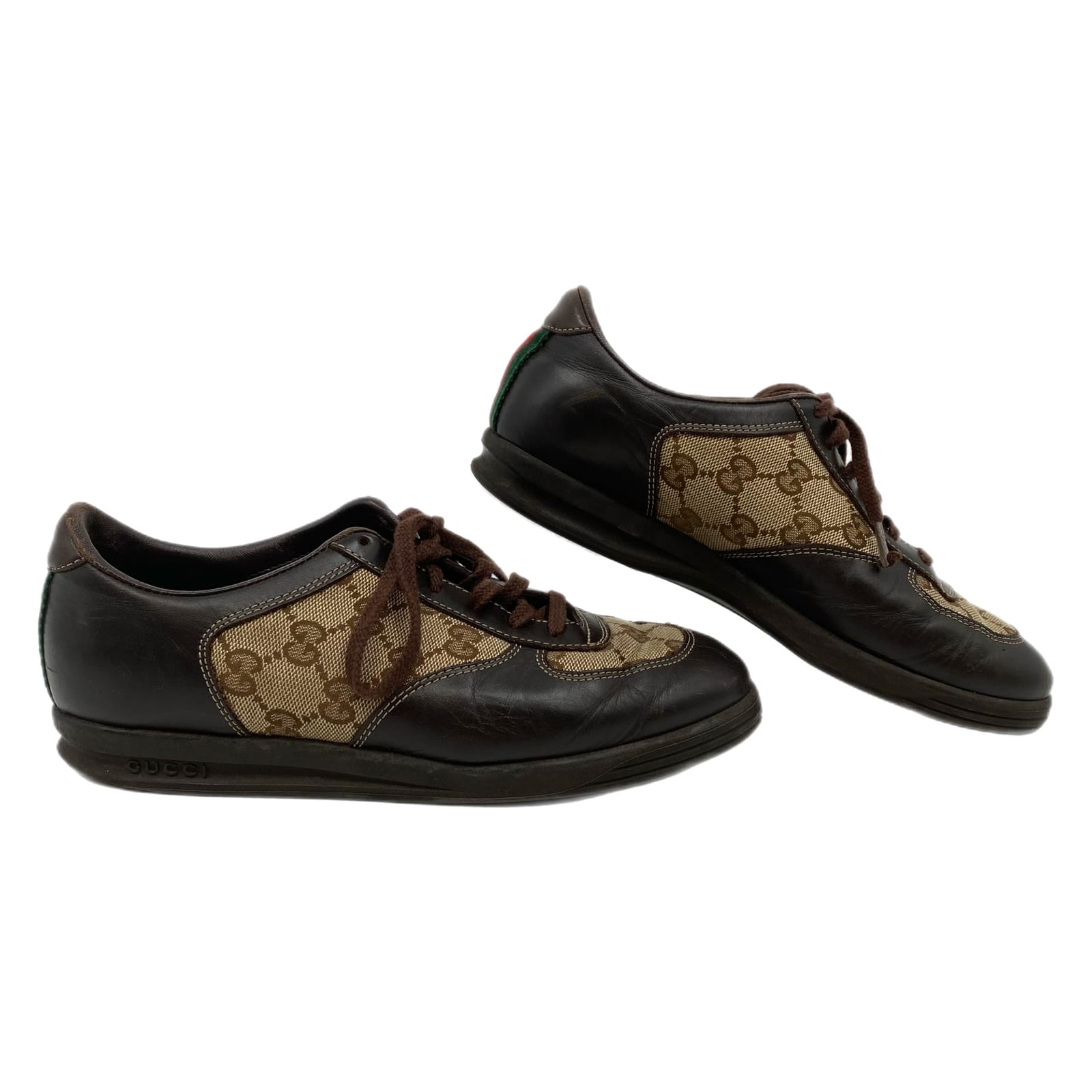 Gucci Brown Canvas and Leather Sneakers
