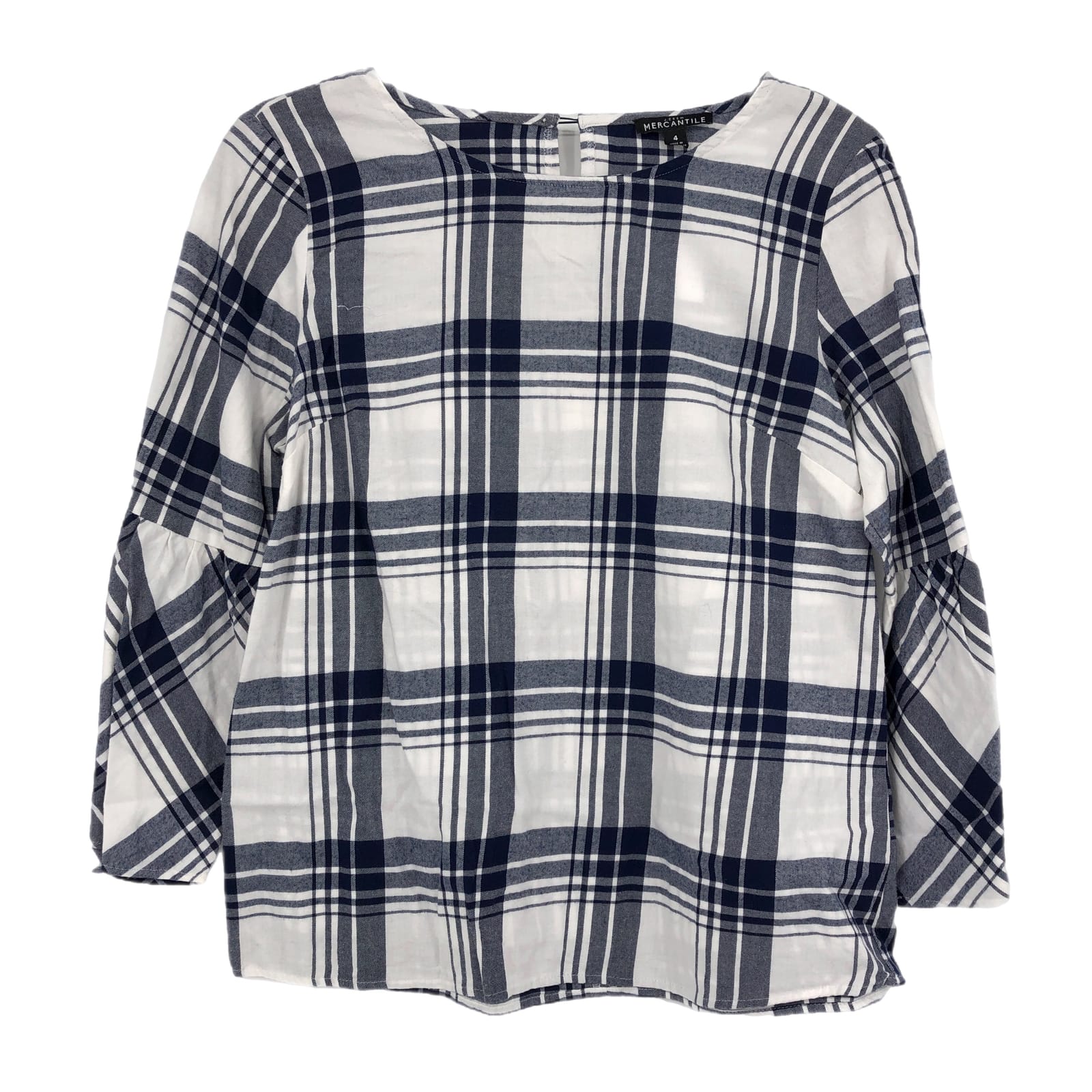 J. Crew Blue & White Plaid Tunic Blouse