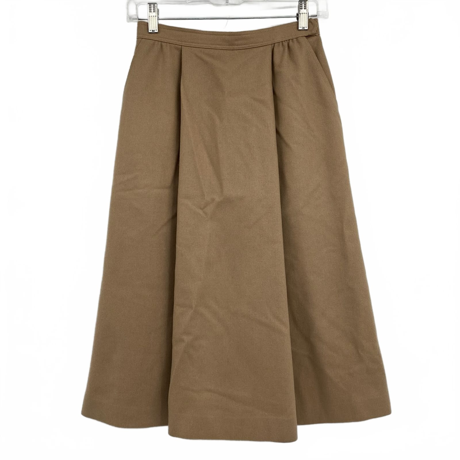 Nordstrom Tan Vintage Wool Pleated Midi Skirt