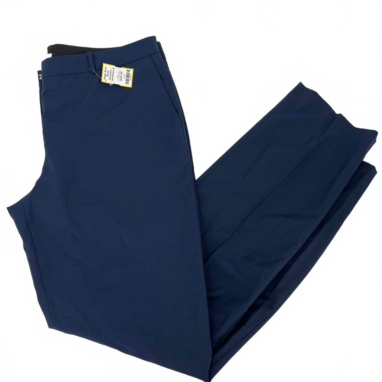 Hugo Boss Navy Striped Wool-Blend Dress Pants