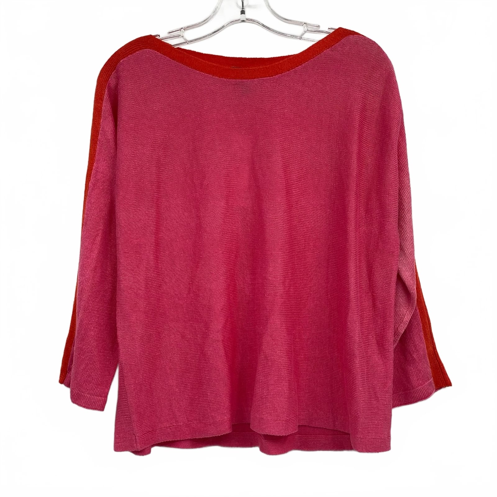 Eileen Fisher Pink Orange Organic Linen Pullover Sweater