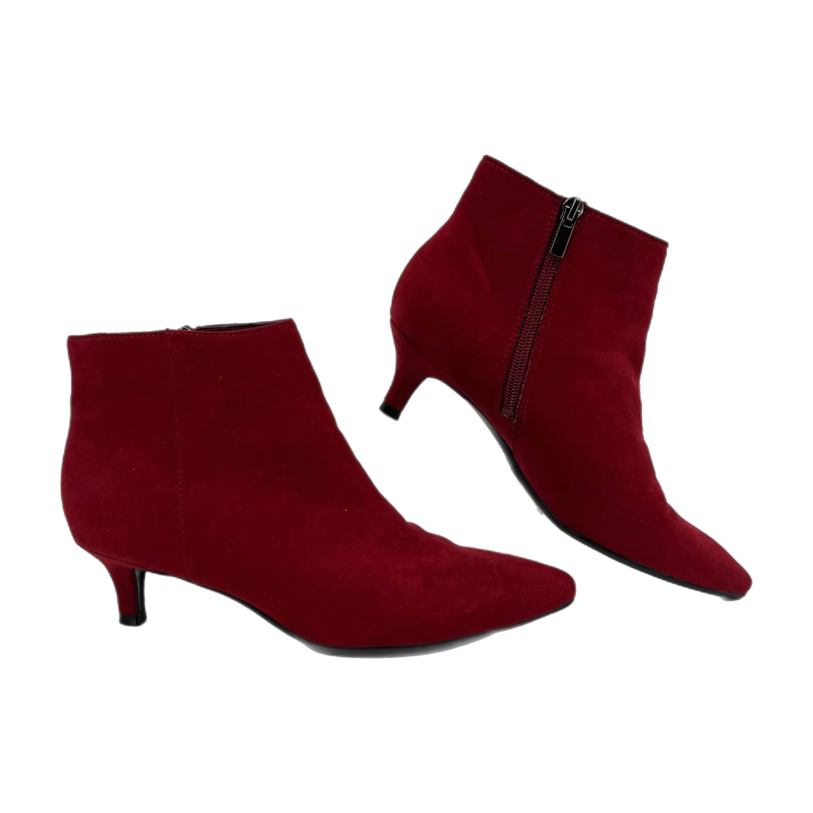 Naturalizer Red Faux Suede Ankle Boots