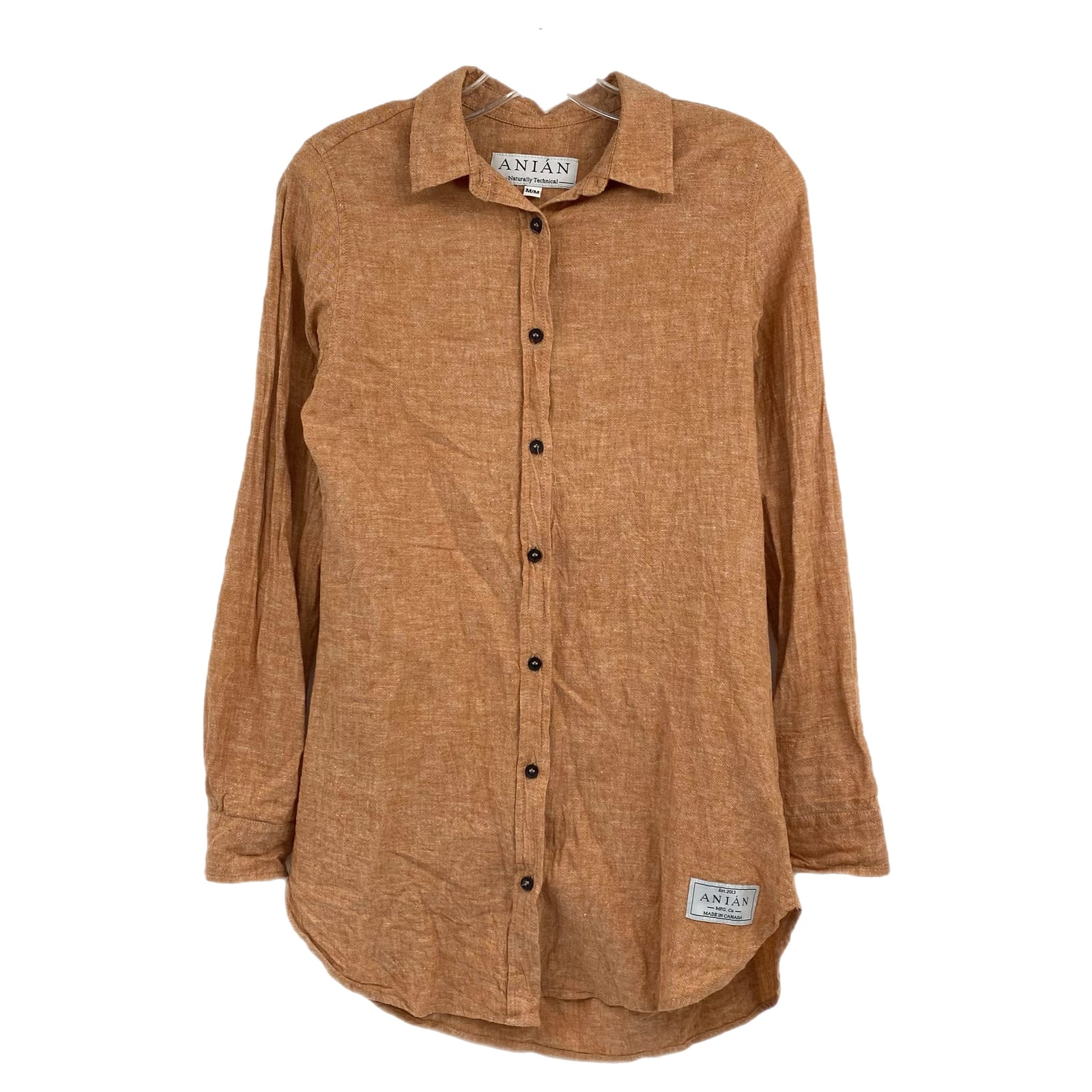 Anian Orange Hemp Cotton Button-Up Shirt