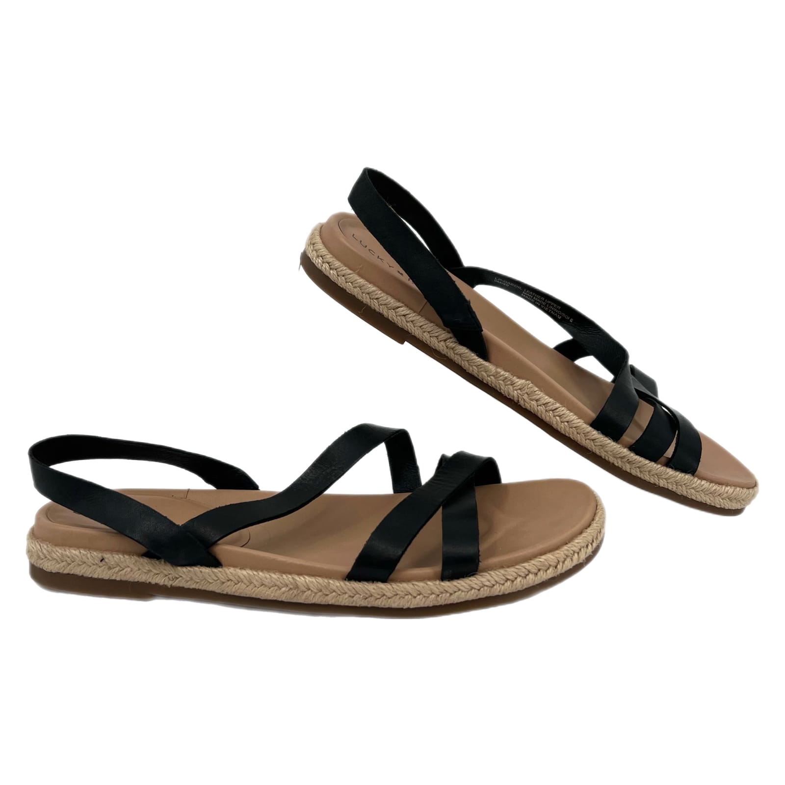 Lucky Brand Black Leather Strappy Sandals