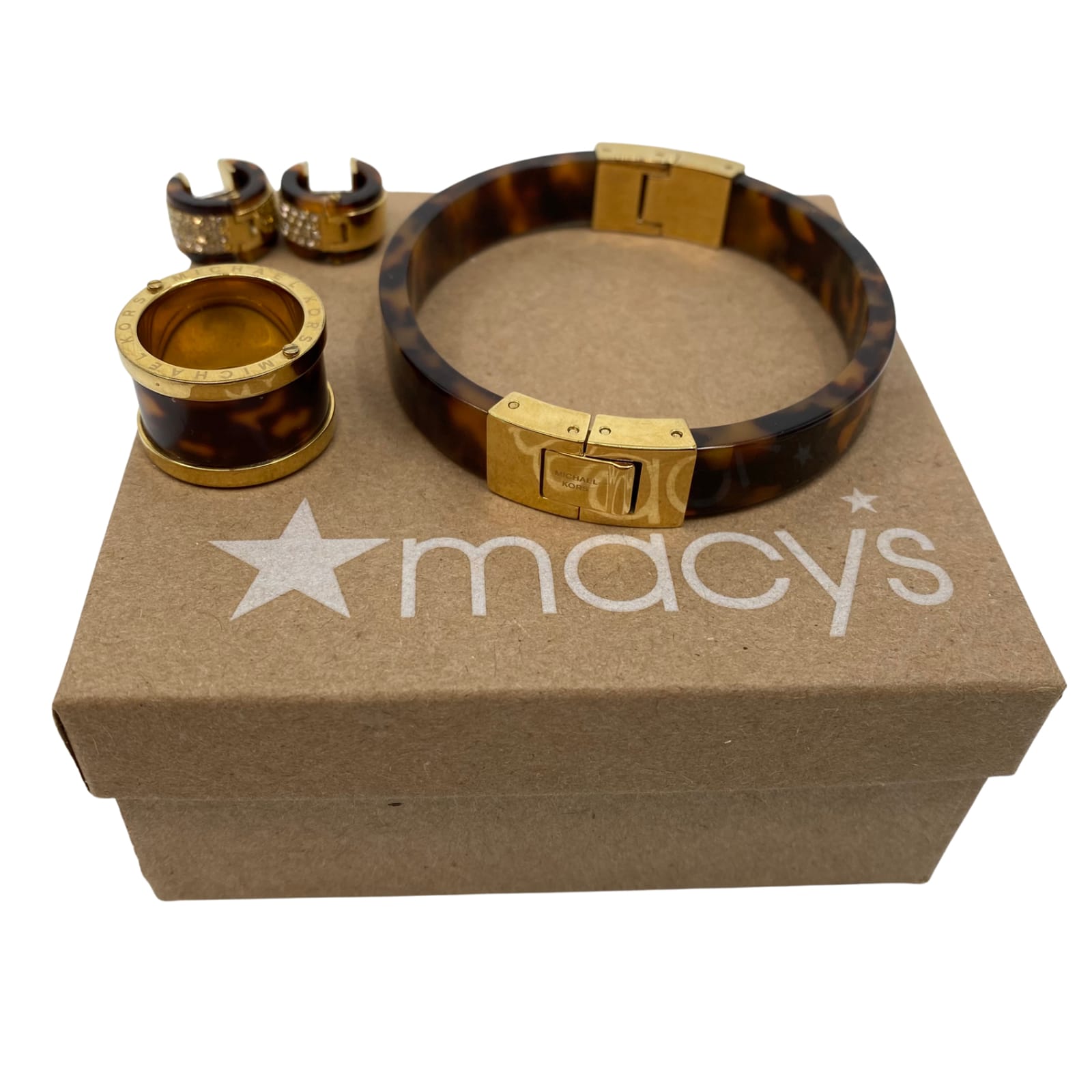 Michael Kors Brown Gold Classic Hoop Earrings Jewelry set