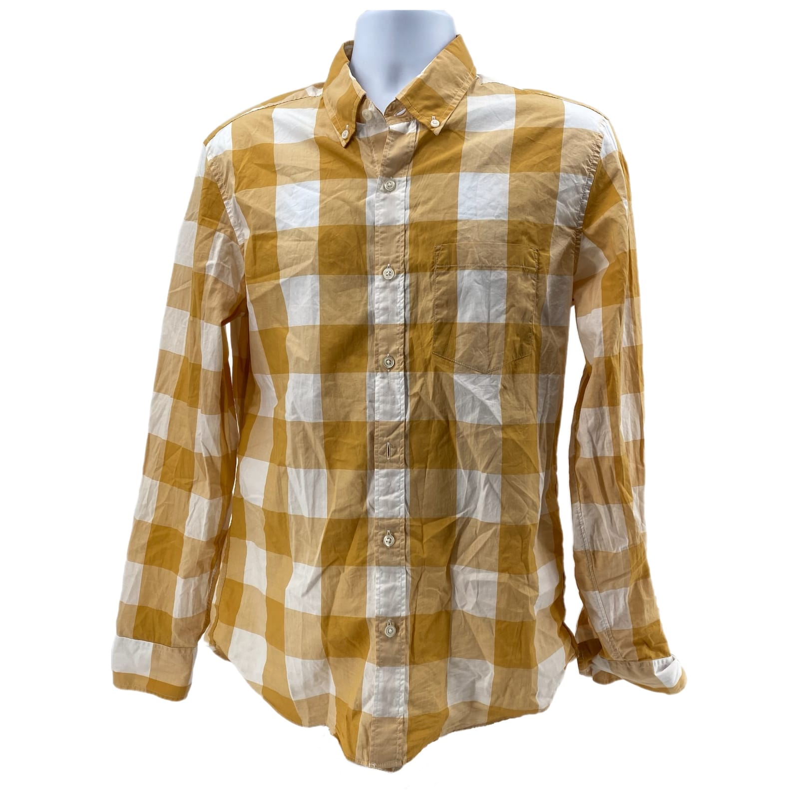 J. Crew White/Yellow Plaid Slim Fit Button-Up Shirt
