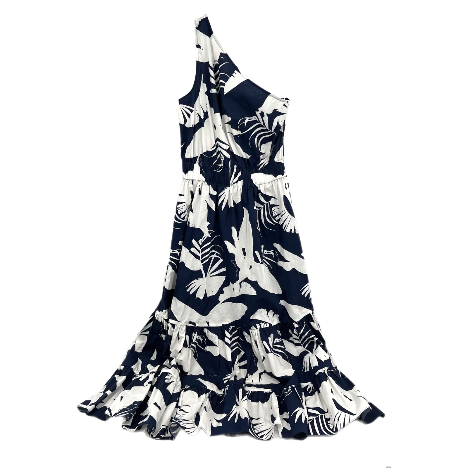 Cara Cara Blue Tropical Print One Shoulder Maxi Dress