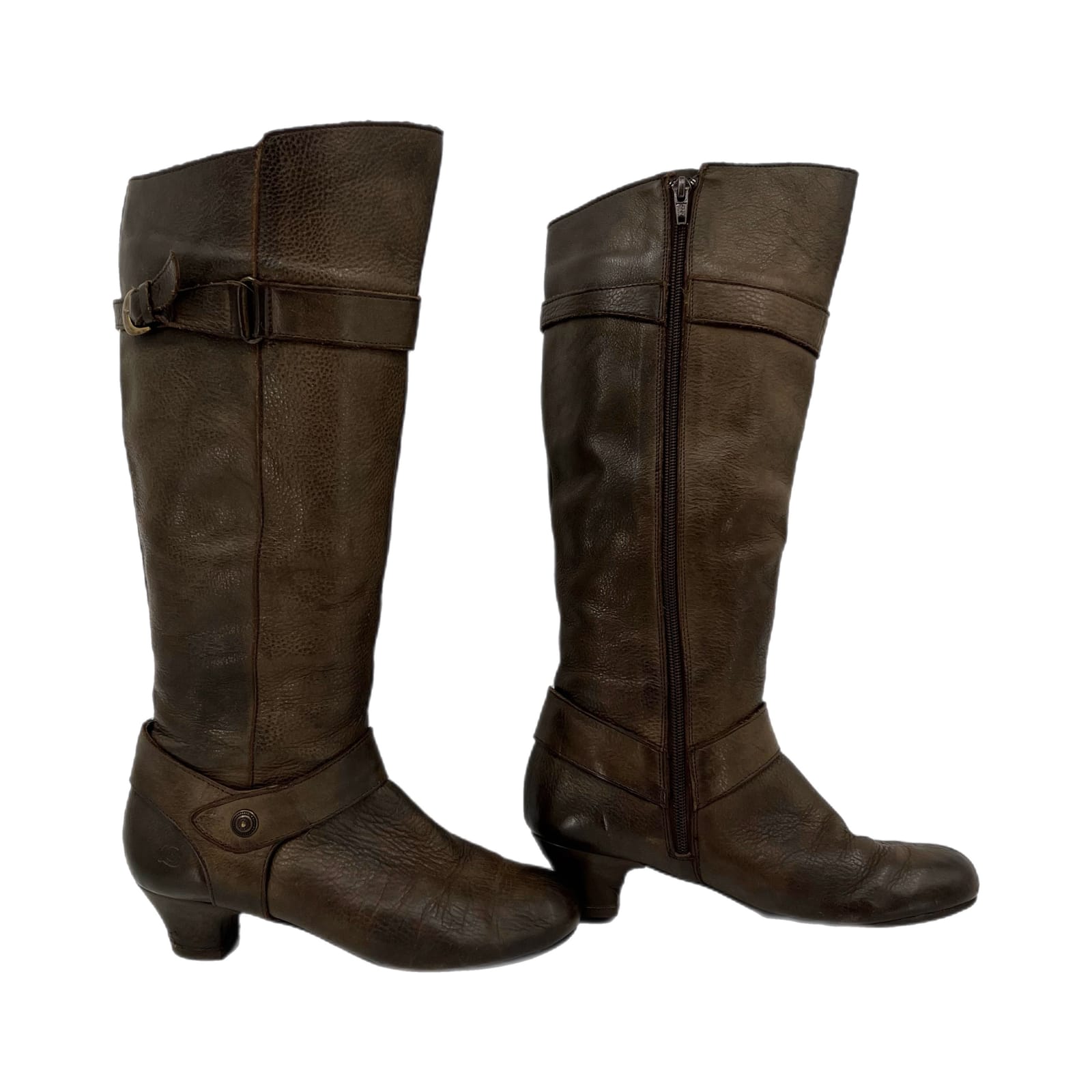 Born Brown Classic French Heel Knee High Boots