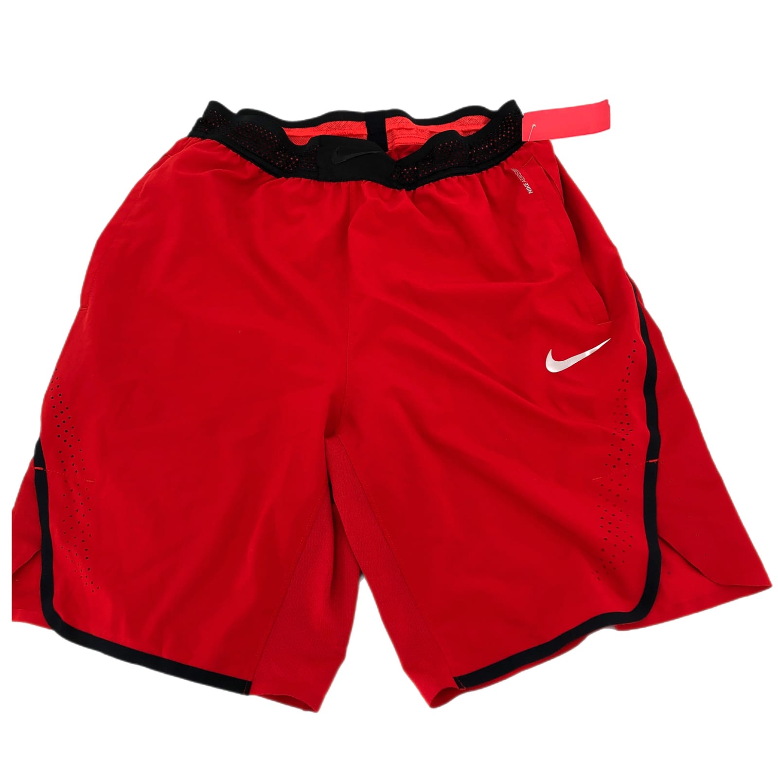 Nike Black and Red High-Rise Athletic Shorts