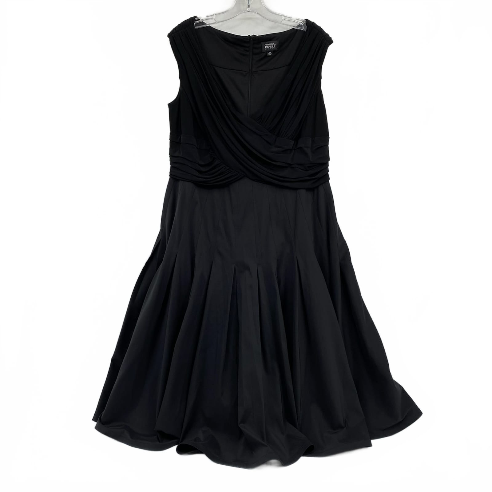 Adrianna Papell Black Pleated Midi Dress