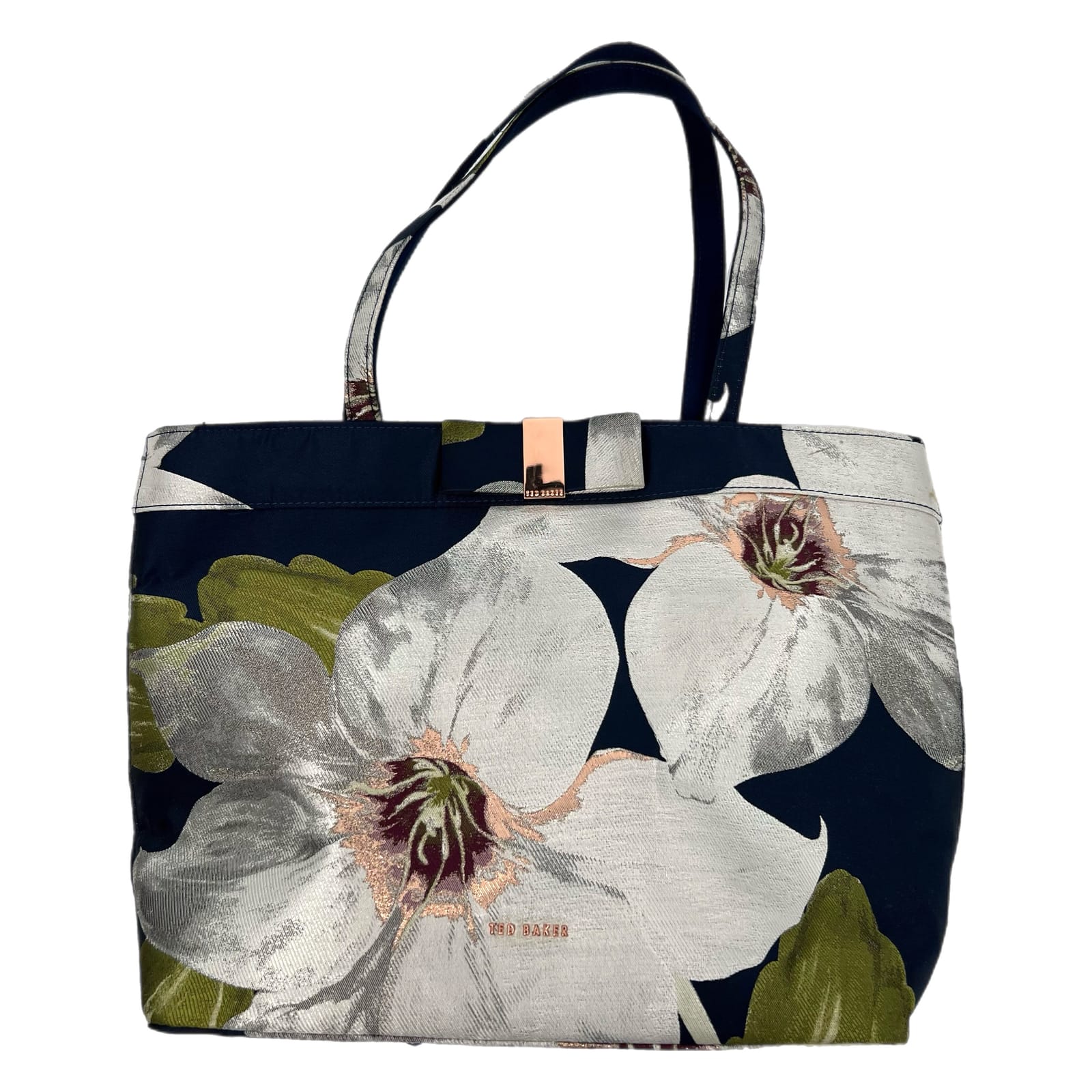 Ted Baker Blue Silver Floral Print Tote