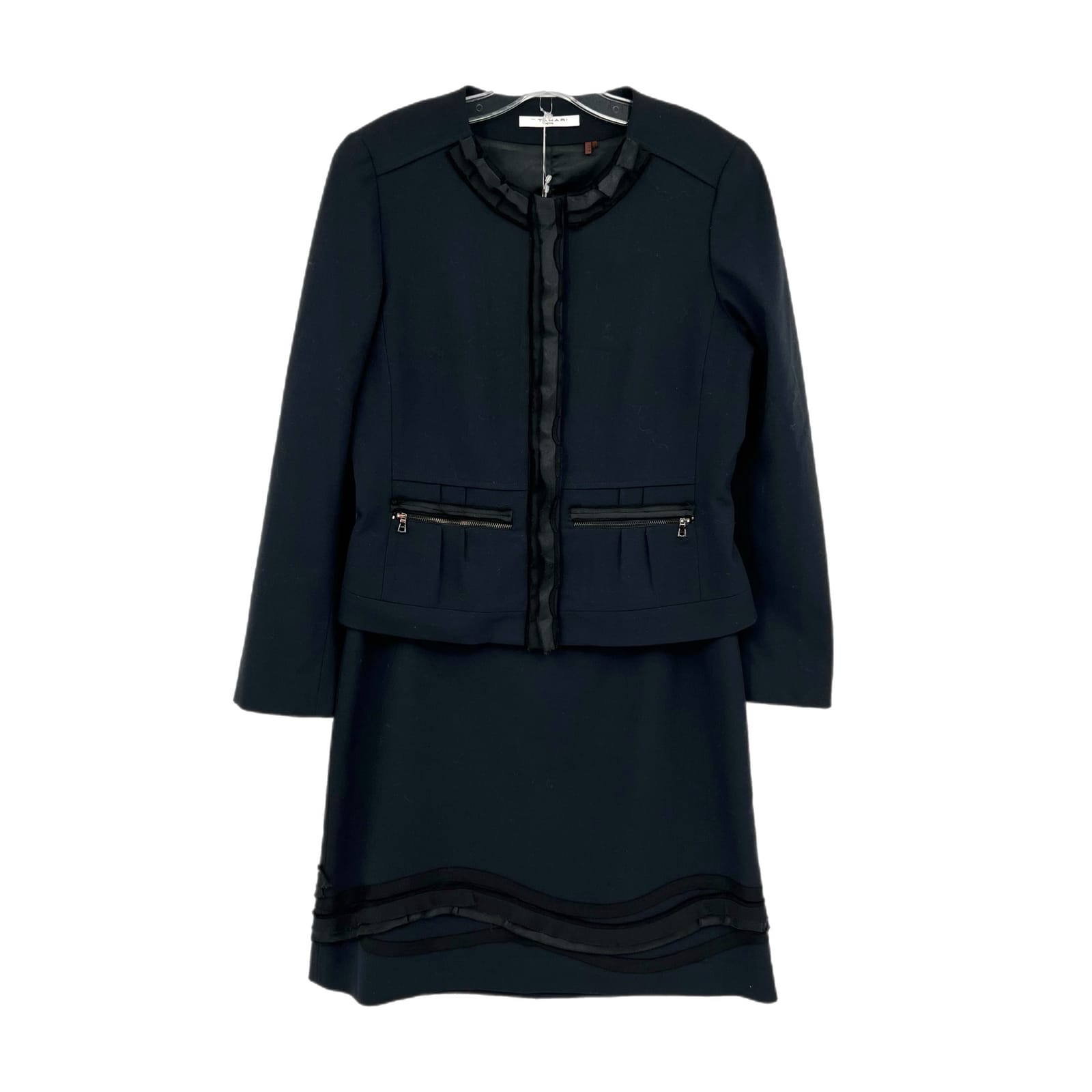 T Tahari Black Ribbon Accent Skirt Suit Set