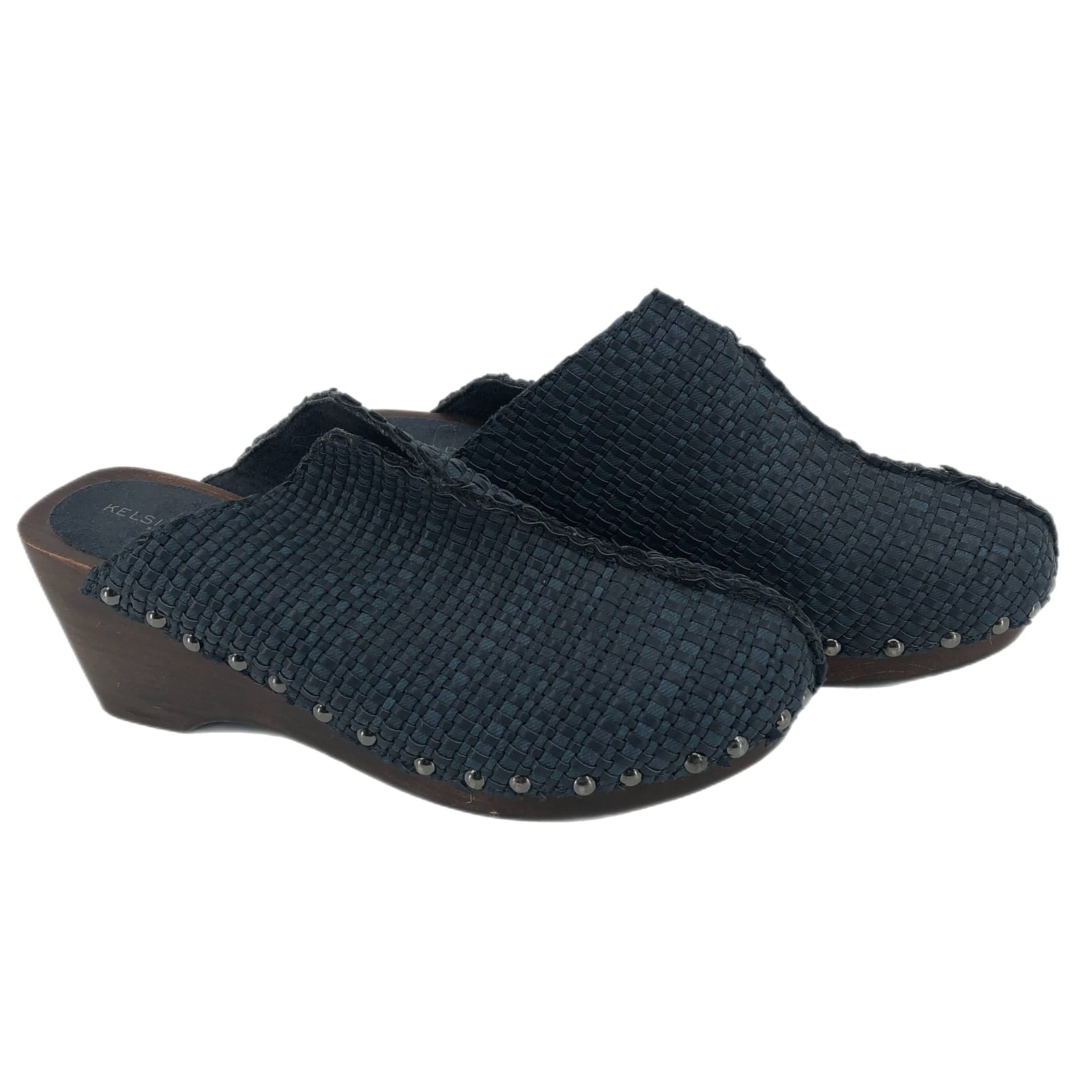 Kelsi Dagger Blue & Brown Studded Mules & Clogs