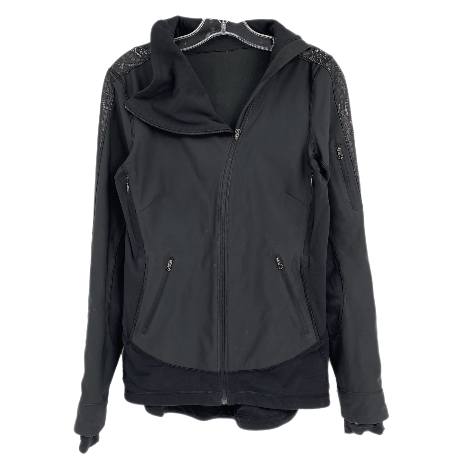 lululemon athletica Charcoal Gray and Black Lace Accent Zip-Up Jacket