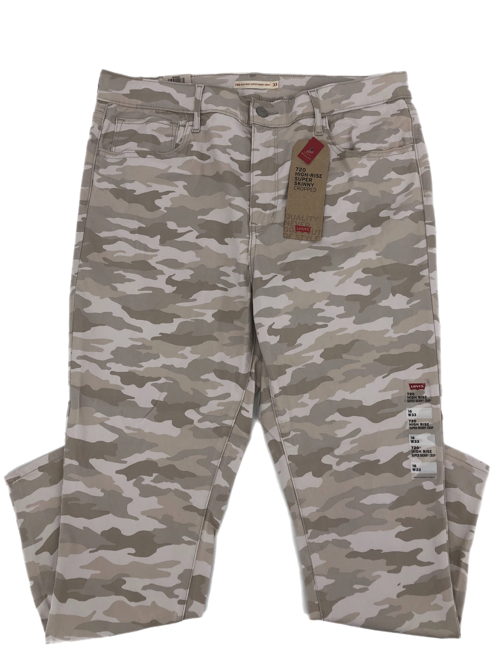 Levi's Cream & Tan High Rise Camouflage Skinny Pants