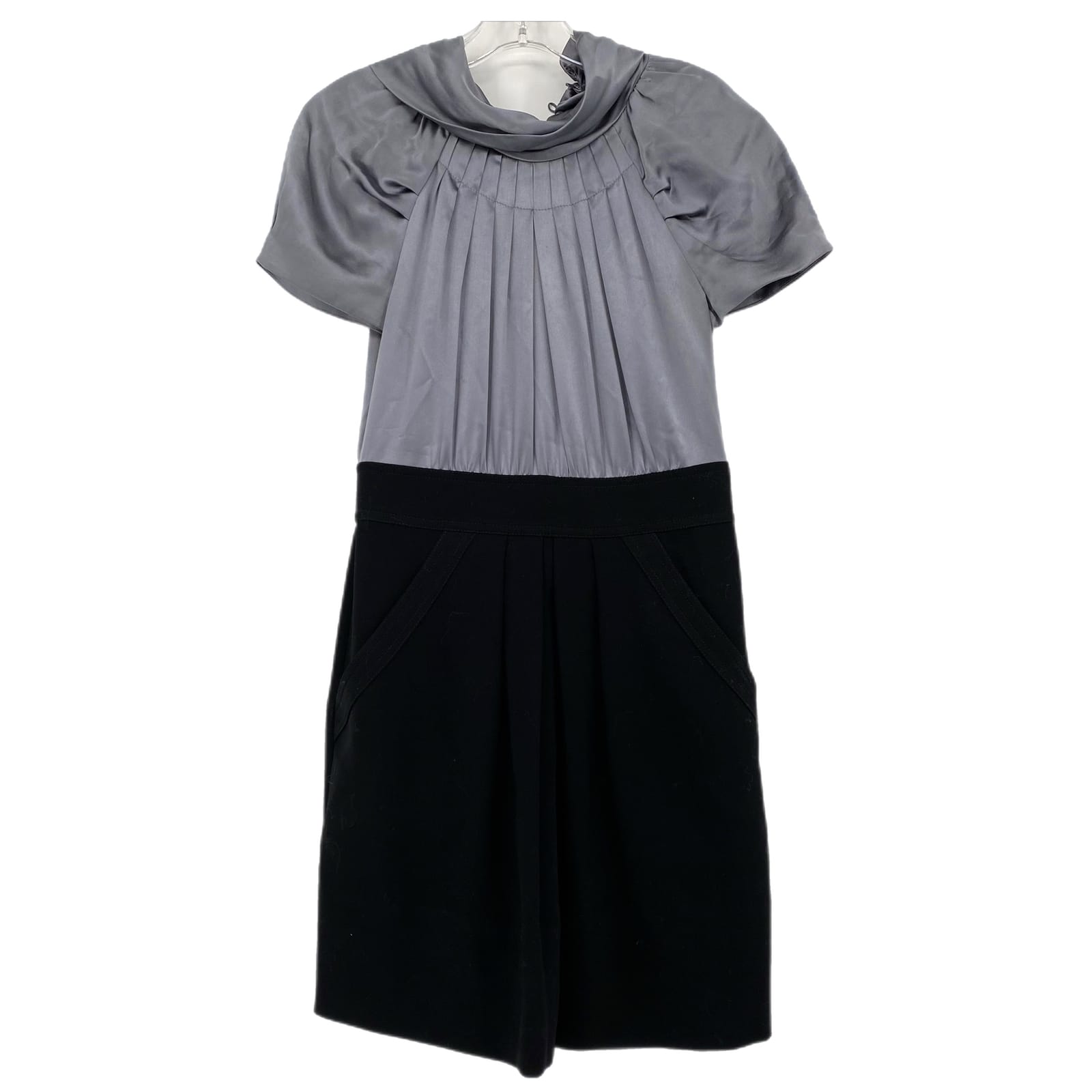 BCBGMaxAzria Silver & Black High Neck Midi Dress