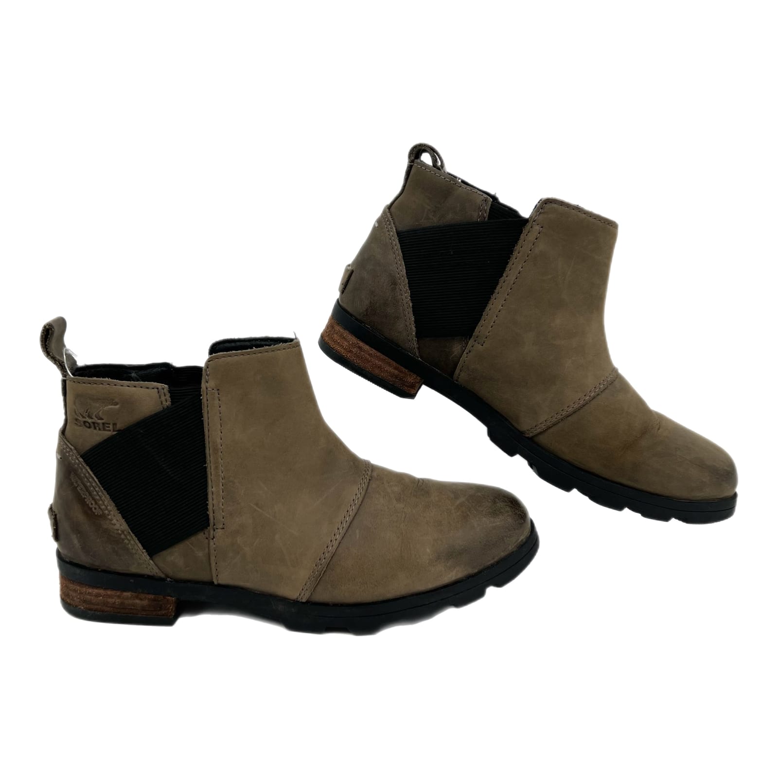 Sorel Green/Black Leather Pull-On Ankle Booties