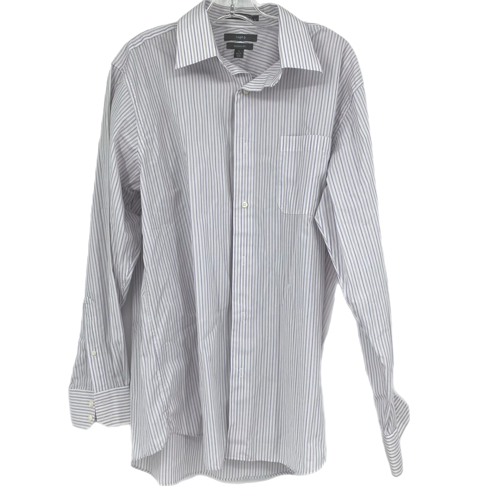 Apt. 9 White & Purple Striped Button-Up Shirt