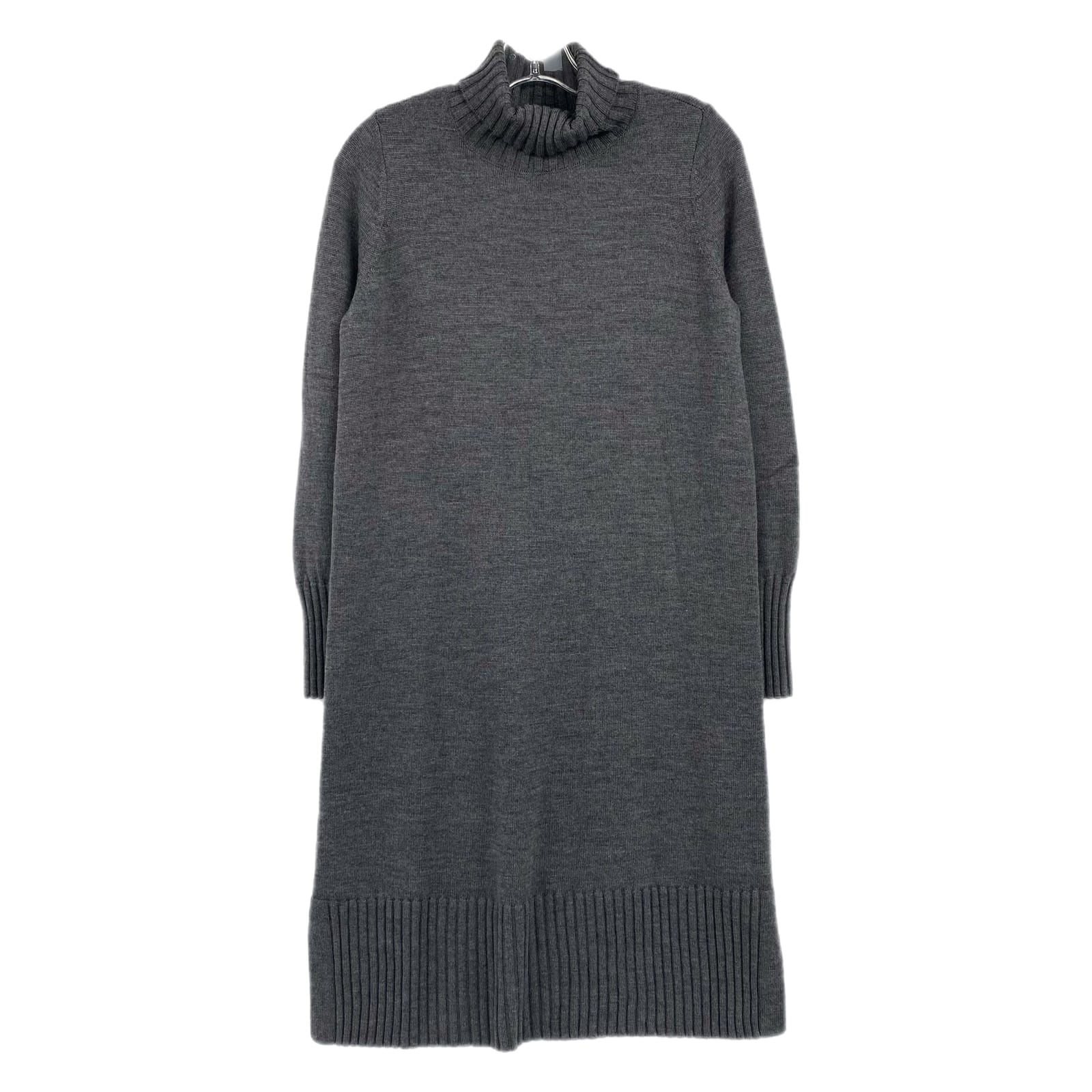 Eileen Fisher Gray Turtleneck Merino Wool Midi Sweater Dress