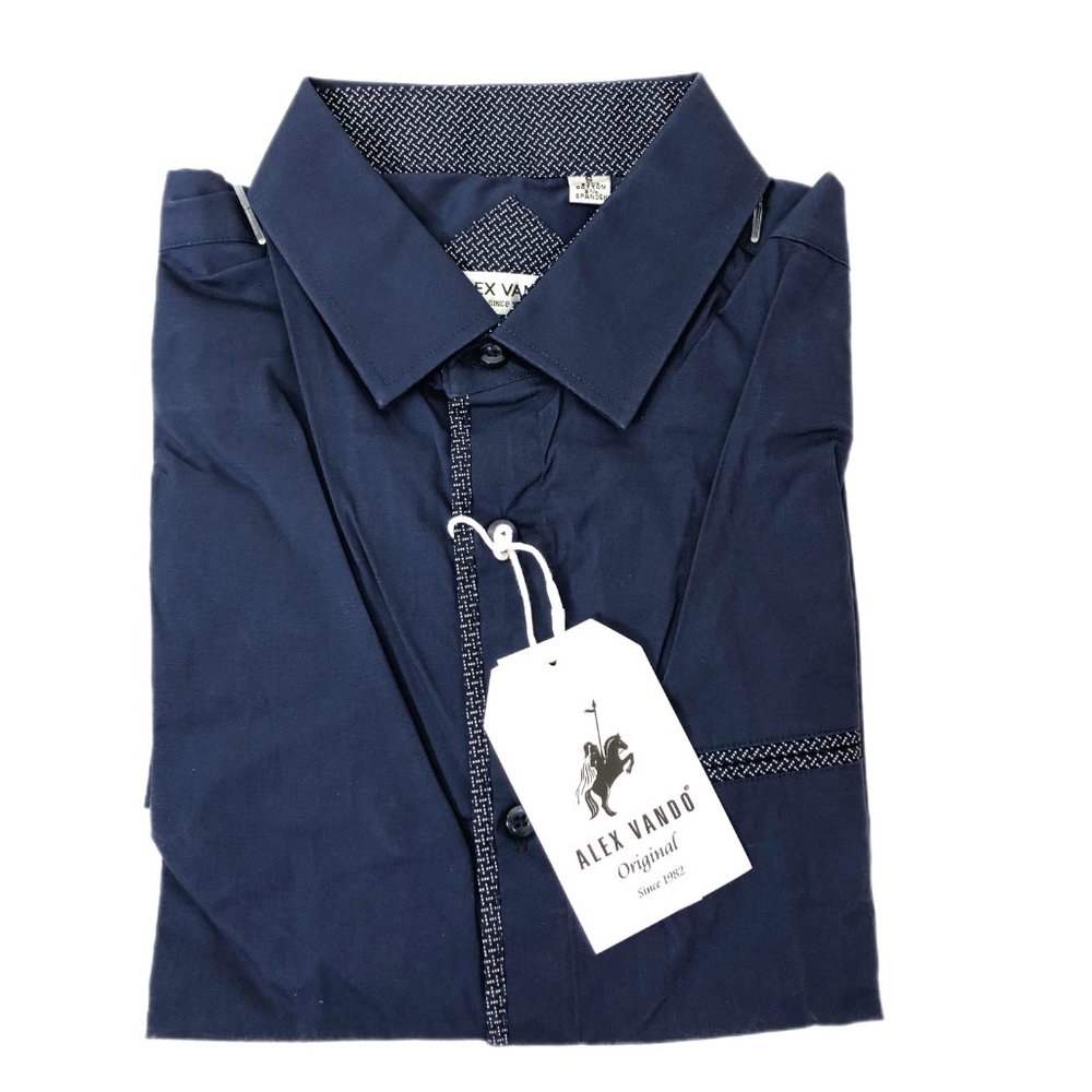 Alex Vando Navy Long Sleeve Dress Shirt