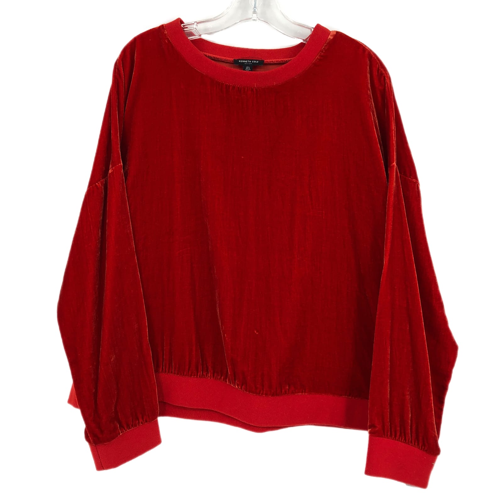 Kenneth Cole Red Velvet Long Sleeve Sweater