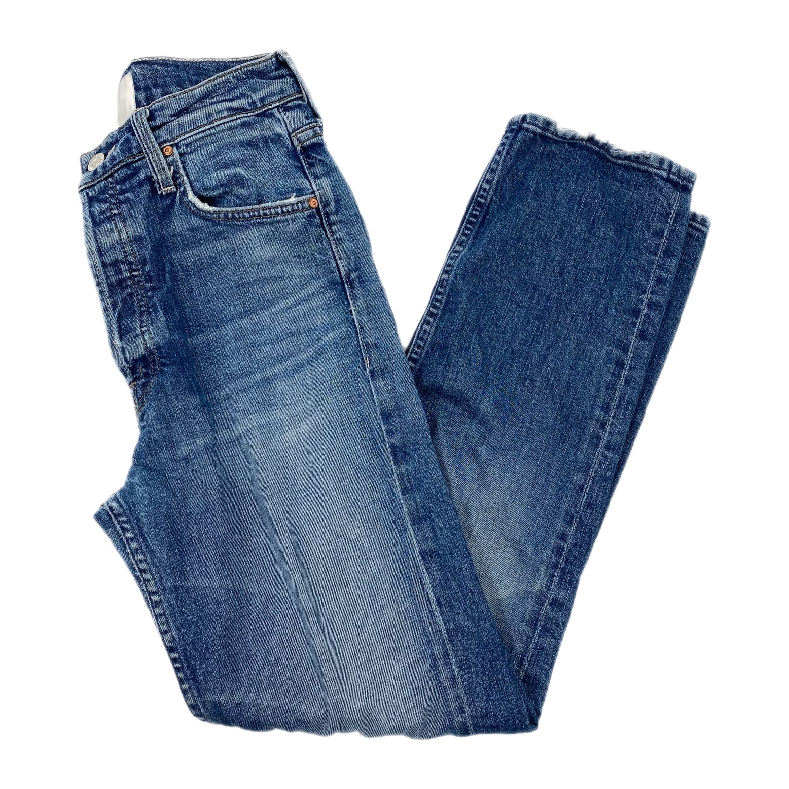 MOTHER Blue Medium Wash Tomcat Ankle Straight Leg Jeans