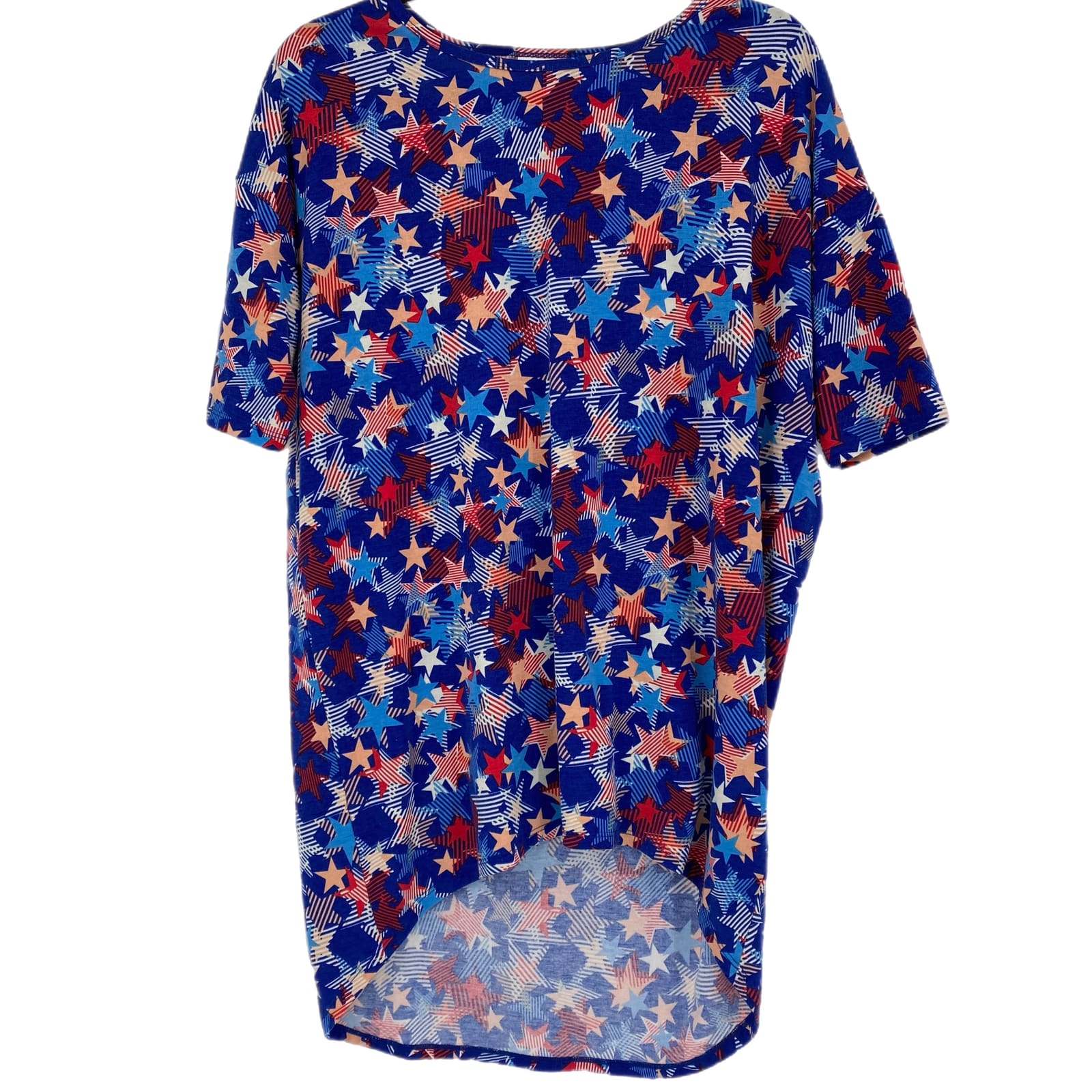 LuLaRoe Blue & Red USA Star Print Shirt Dress