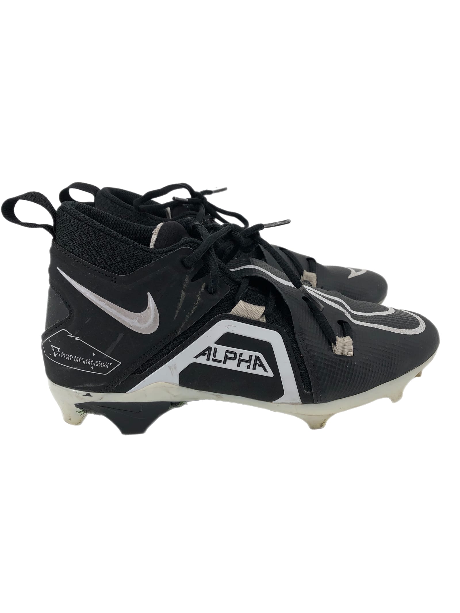 Nike Black and White Alpha Pro Football Cleats
