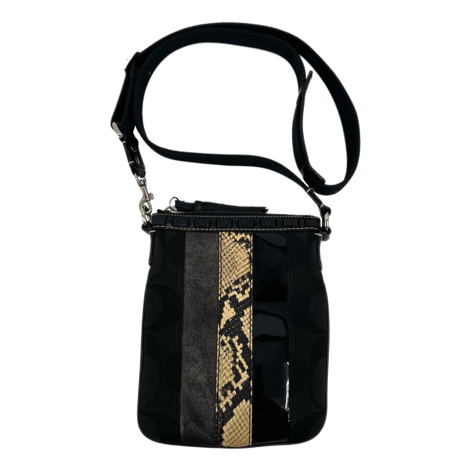 Coach Black Snakeskin Accent Leather Crossbody Bag