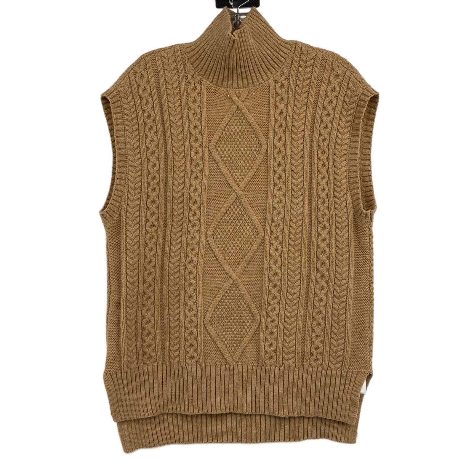 Vero Moda Tan Cable Knit Mock Neck Sweater Vest