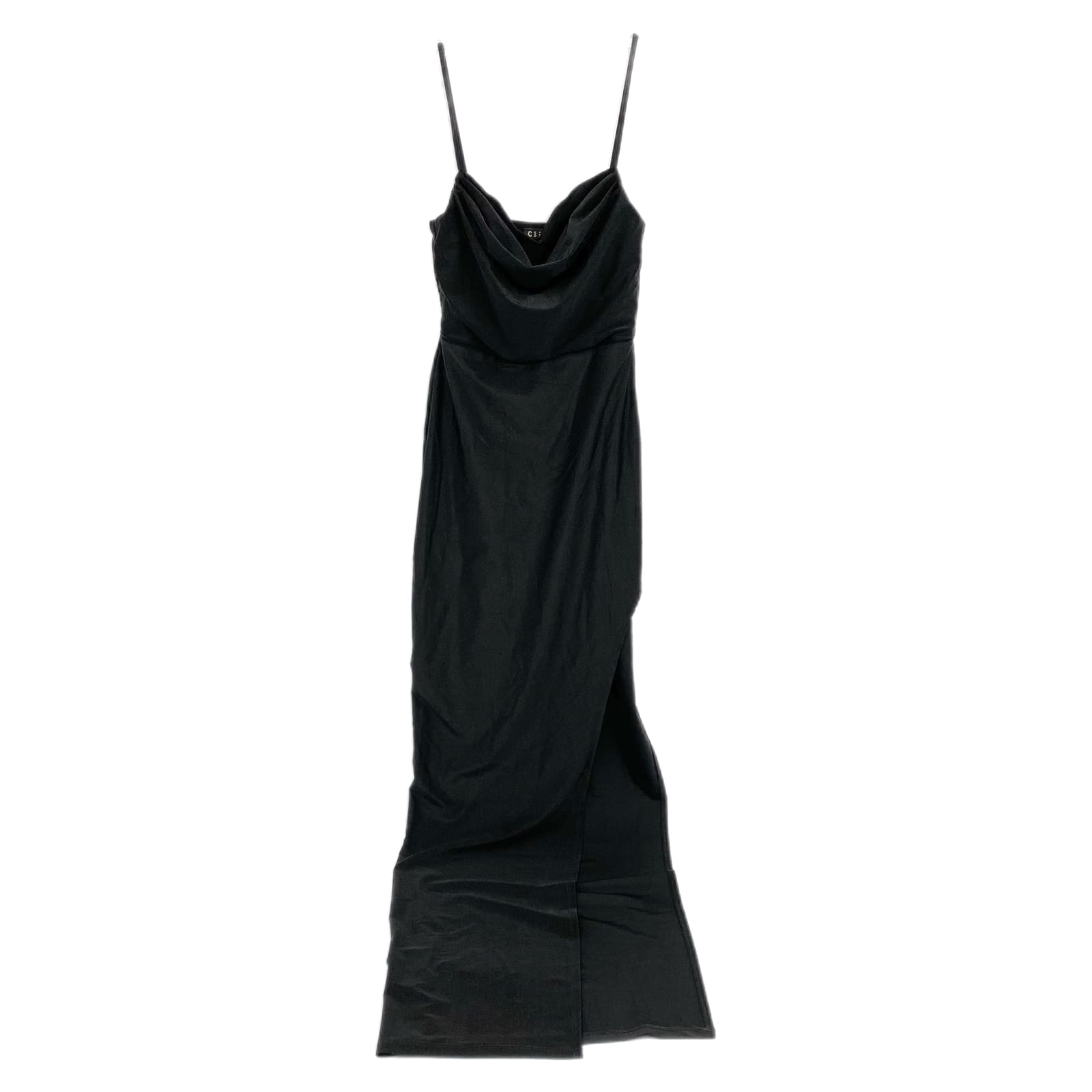 Cefian Black Cowl Neck Sleeveless Maxi Dress