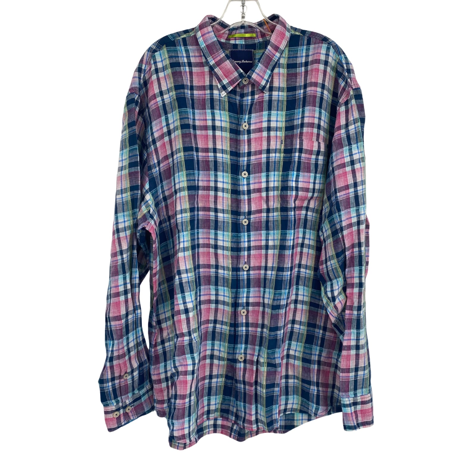 Tommy Bahama Blue Plaid Casual Button-Up Shirt