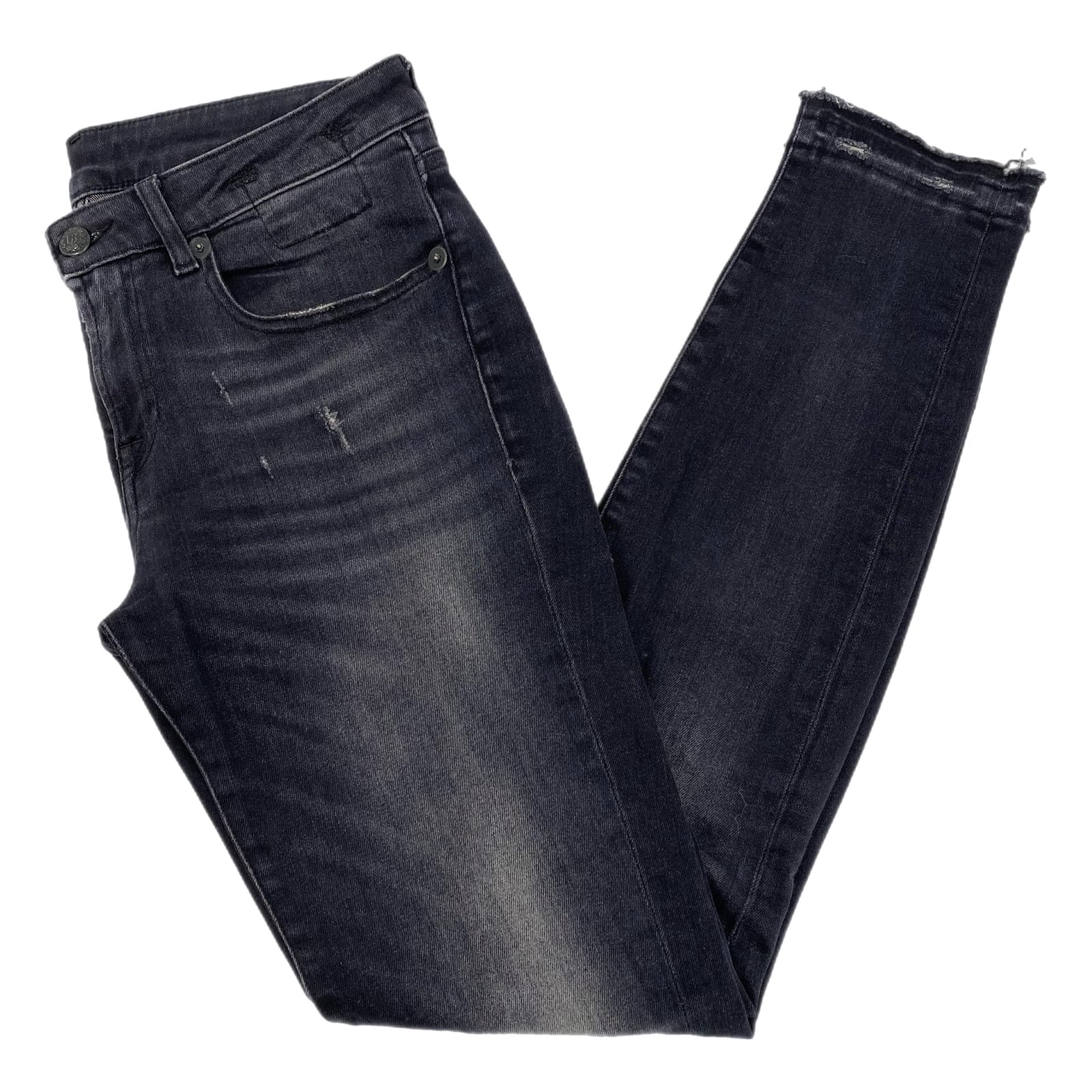 R13 Black Alison Crop Distressed Skinny Jeans