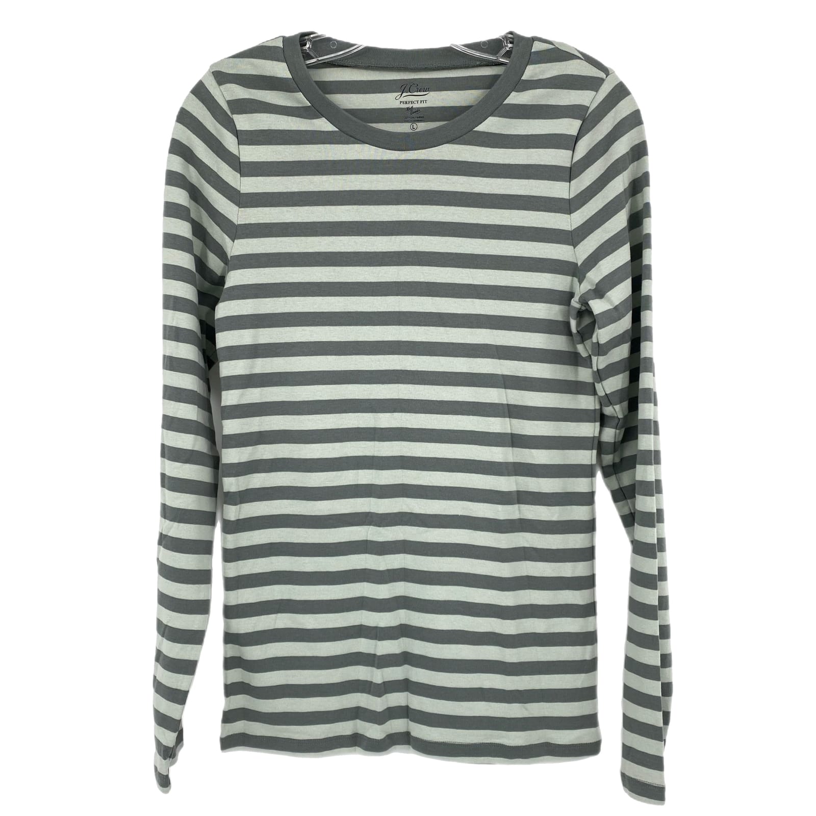 J. Crew Green Striped Basic Long Sleeve T-Shirt