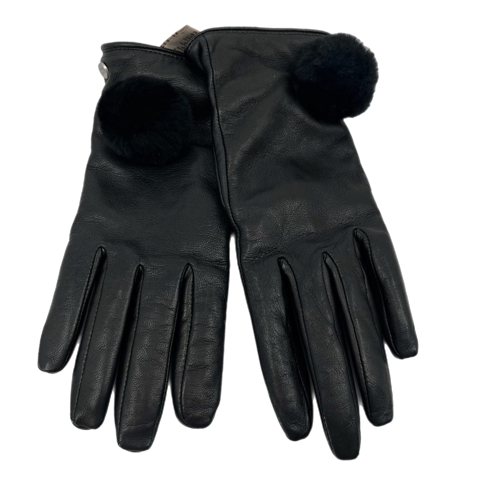UGG Black Leather Solid Classic Gloves
