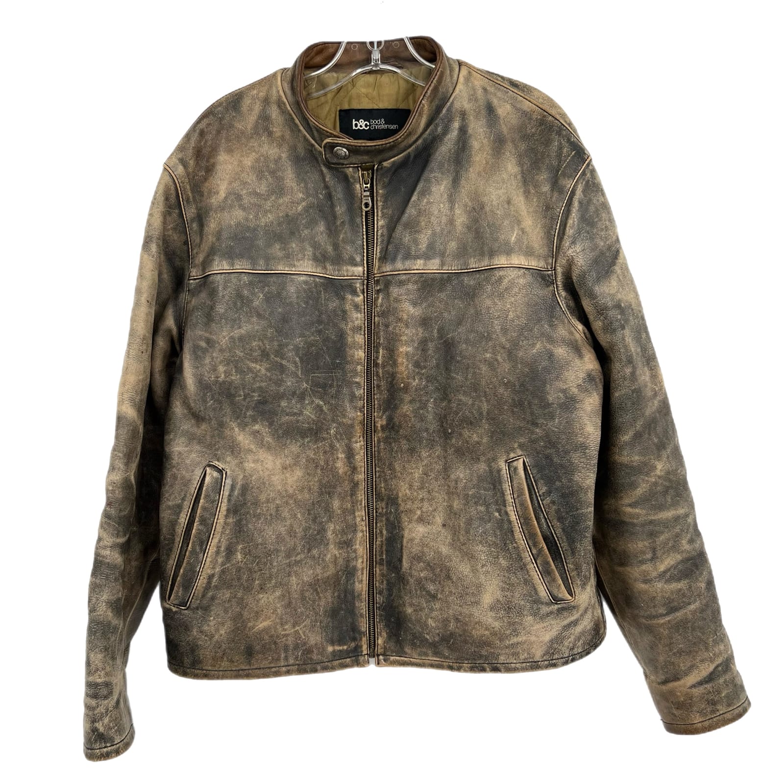 Bod & Christensen Brown Zip Leather Jacket