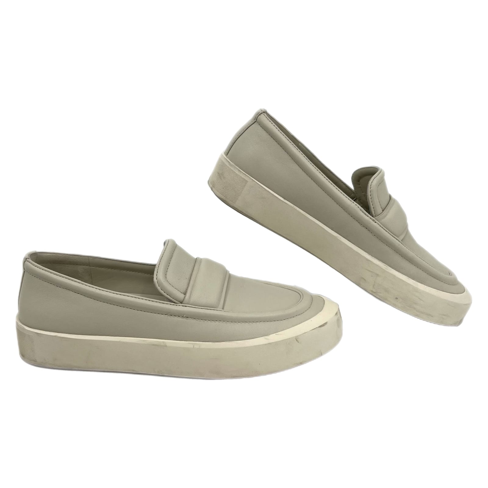 Vince Gray Cream Slip-On Leather Sneakers