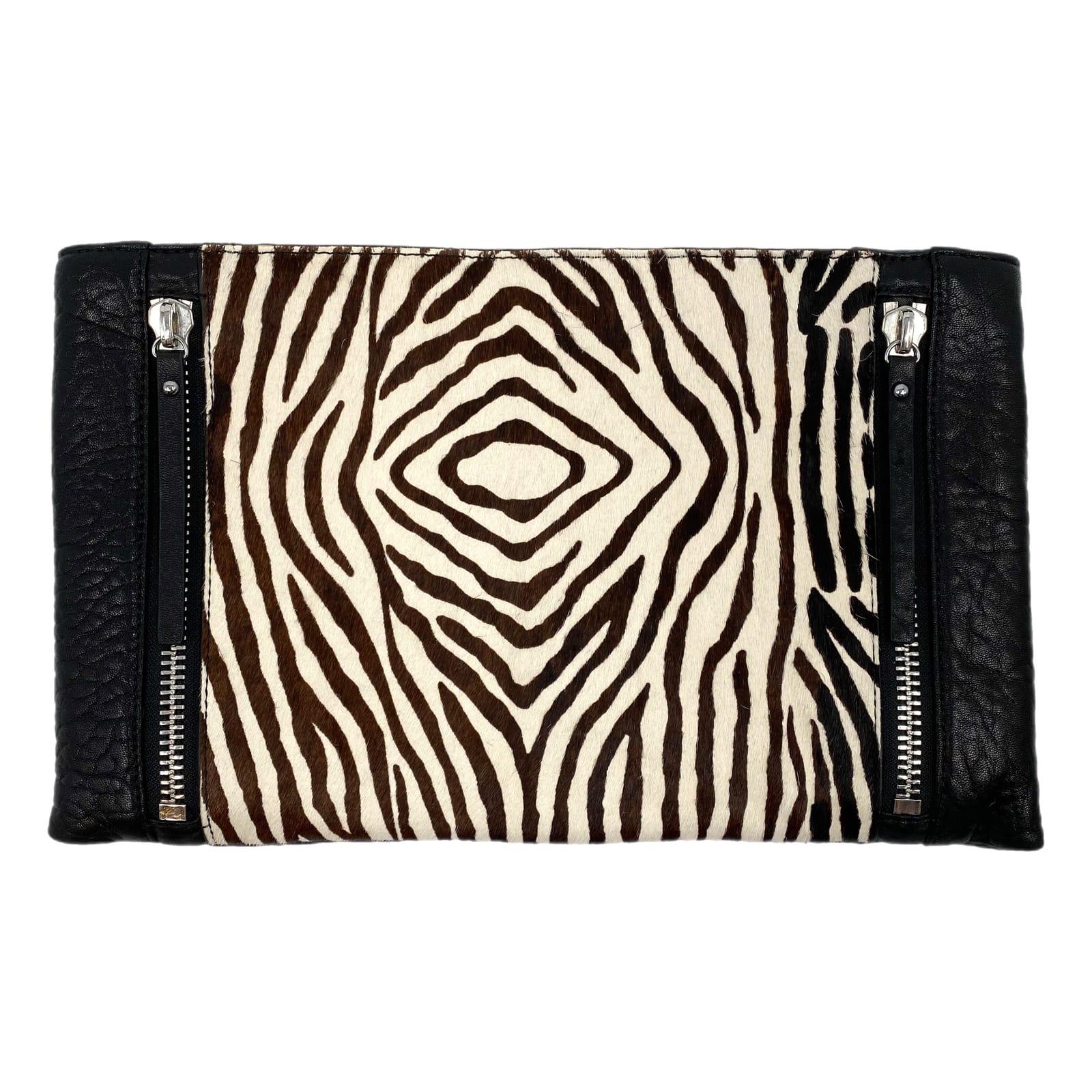 Vince Camuto Black Leather Zebra Print Clutch