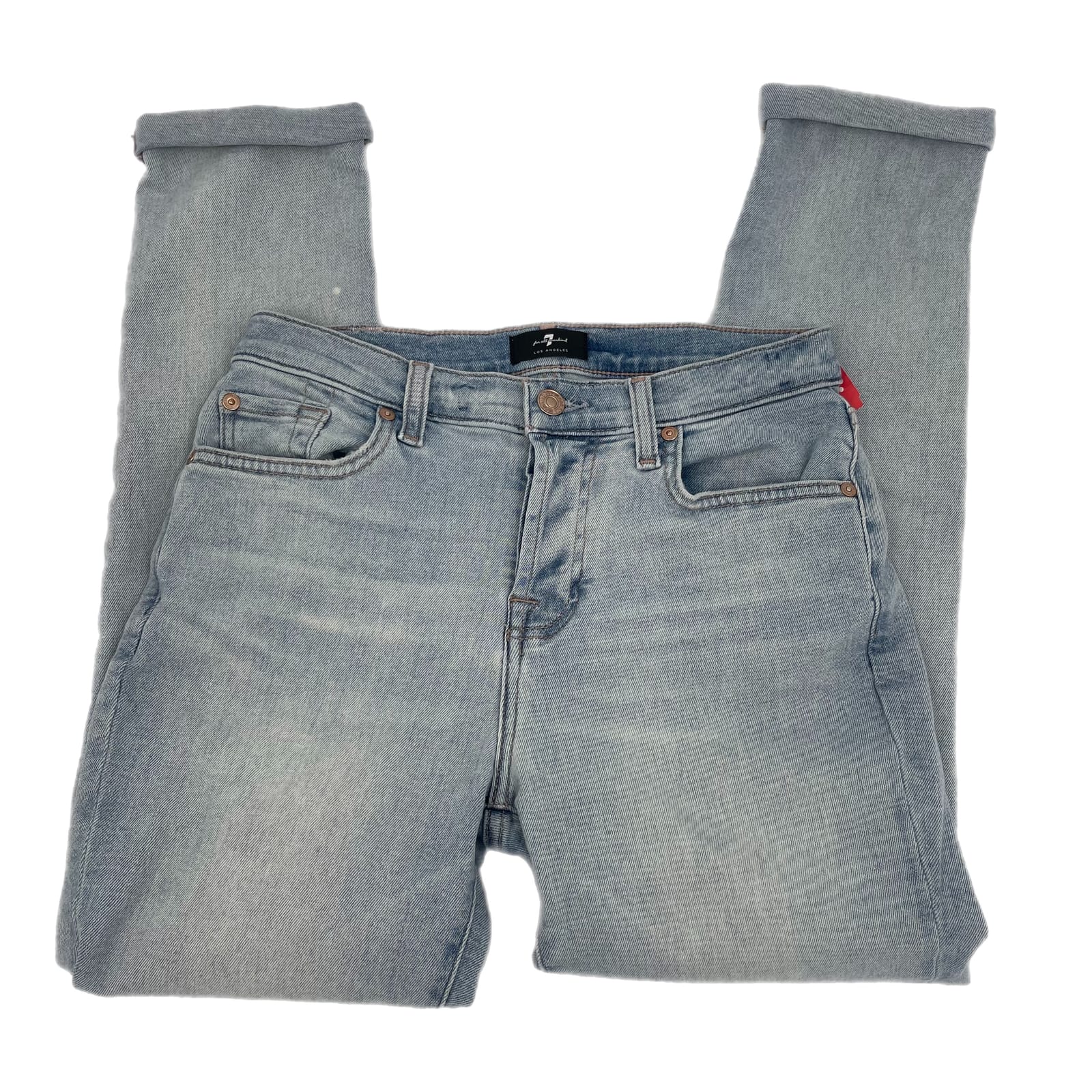 7 For All Mankind Blue Josefina Distressed Ankle Denim