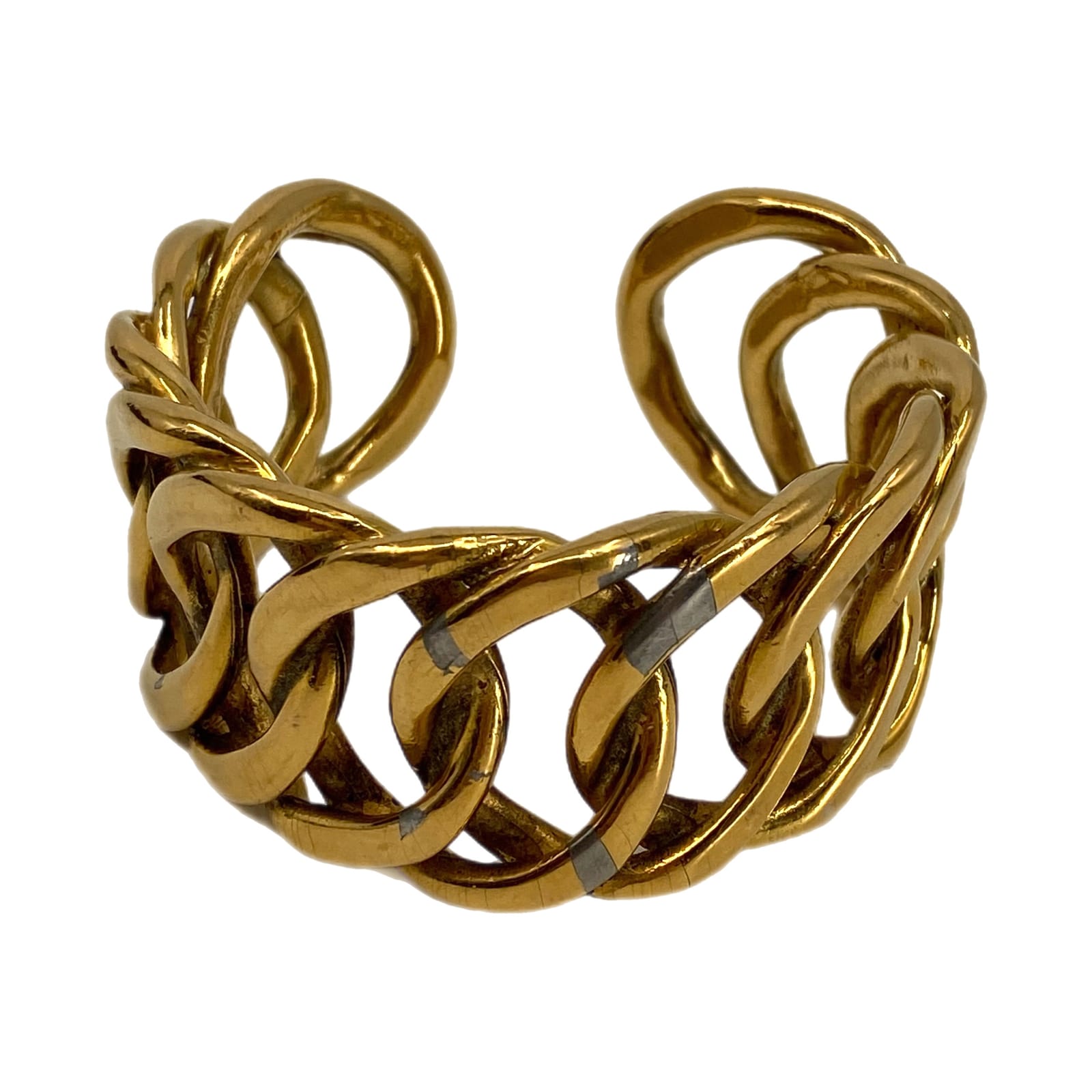 CHANEL Gold Plated Vintage Chain Cuff Bracelet