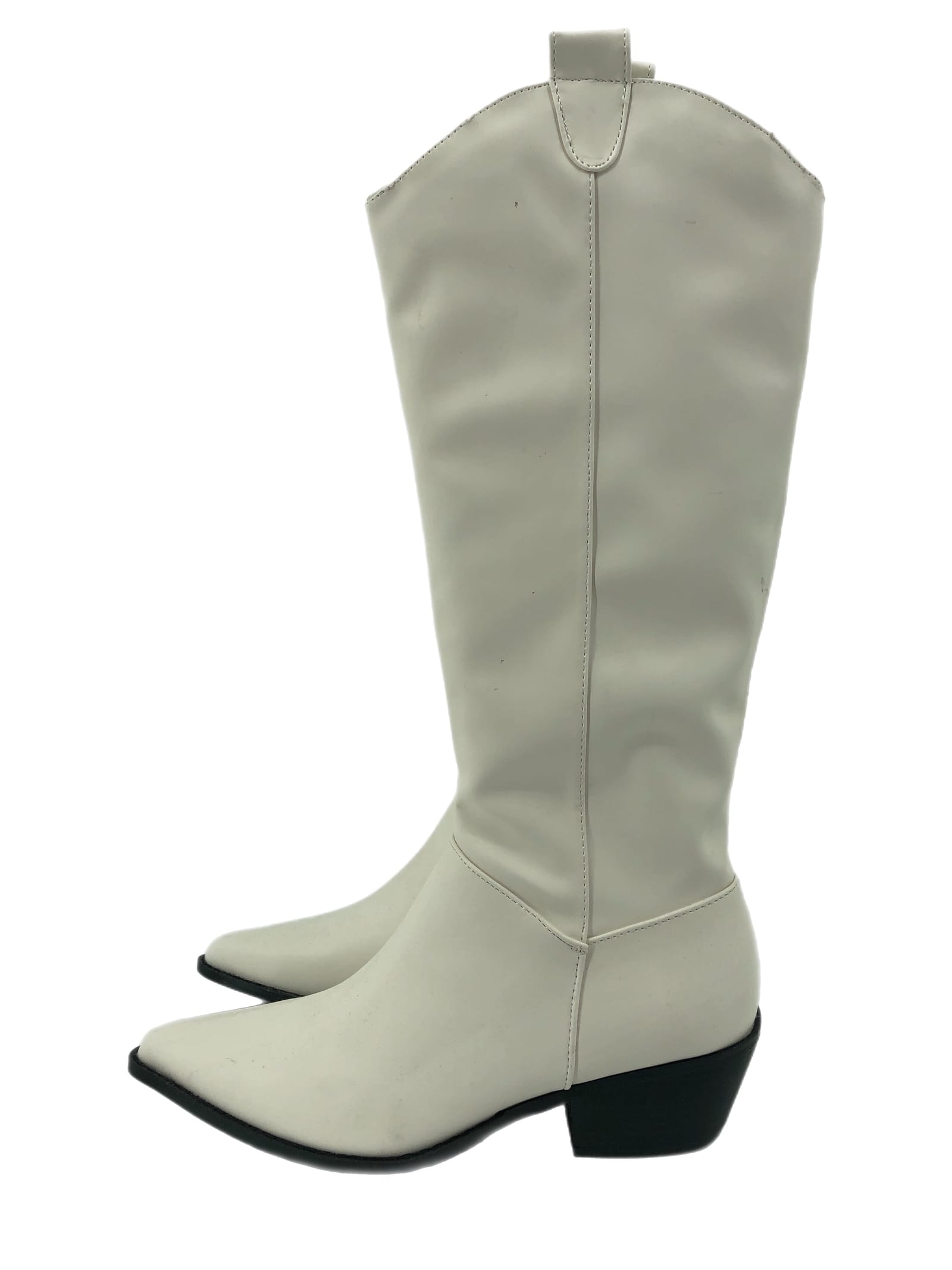 Nasty Gal White Leather Heeled Boots