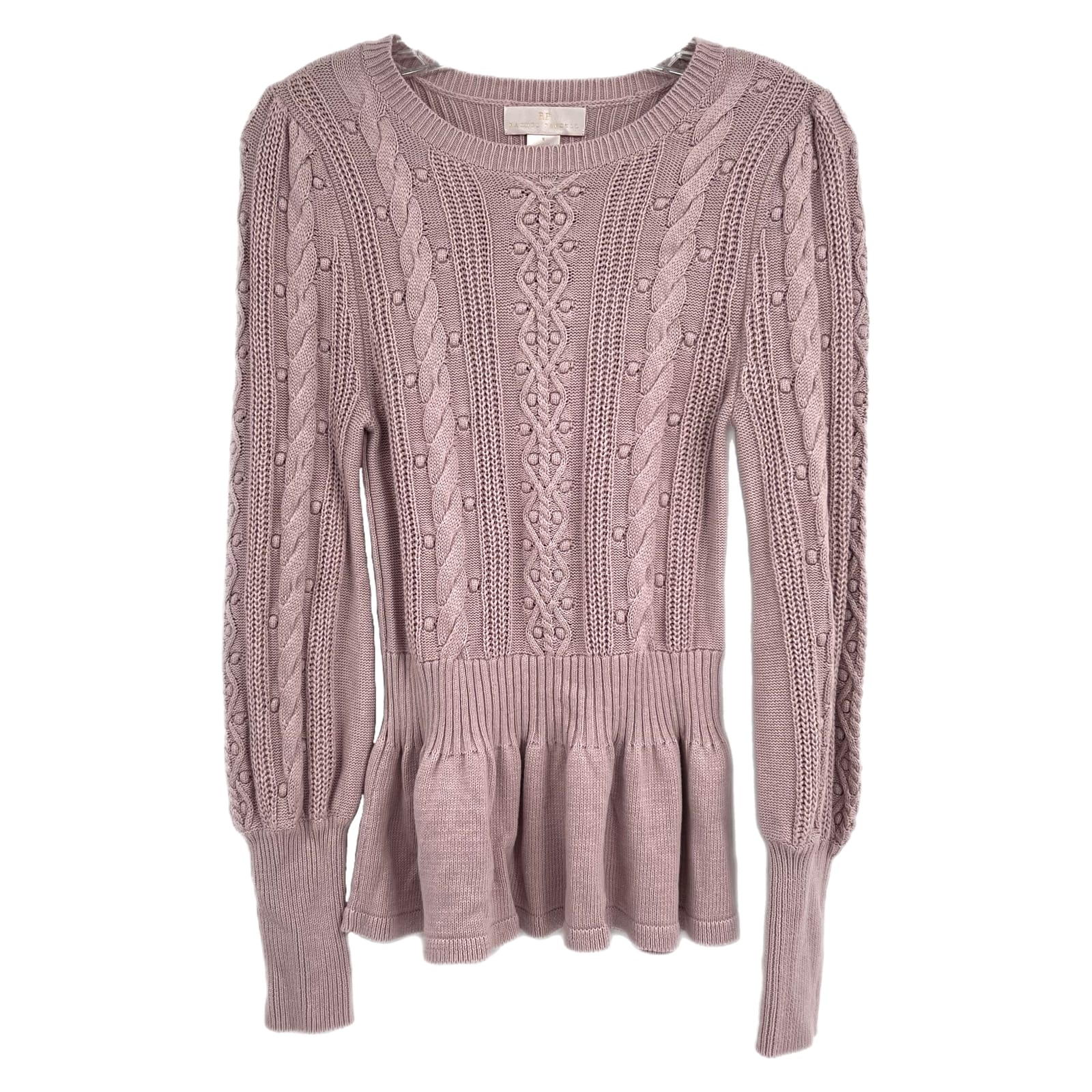 Rachel Parcell Pink Ruffle Peplum Sweater