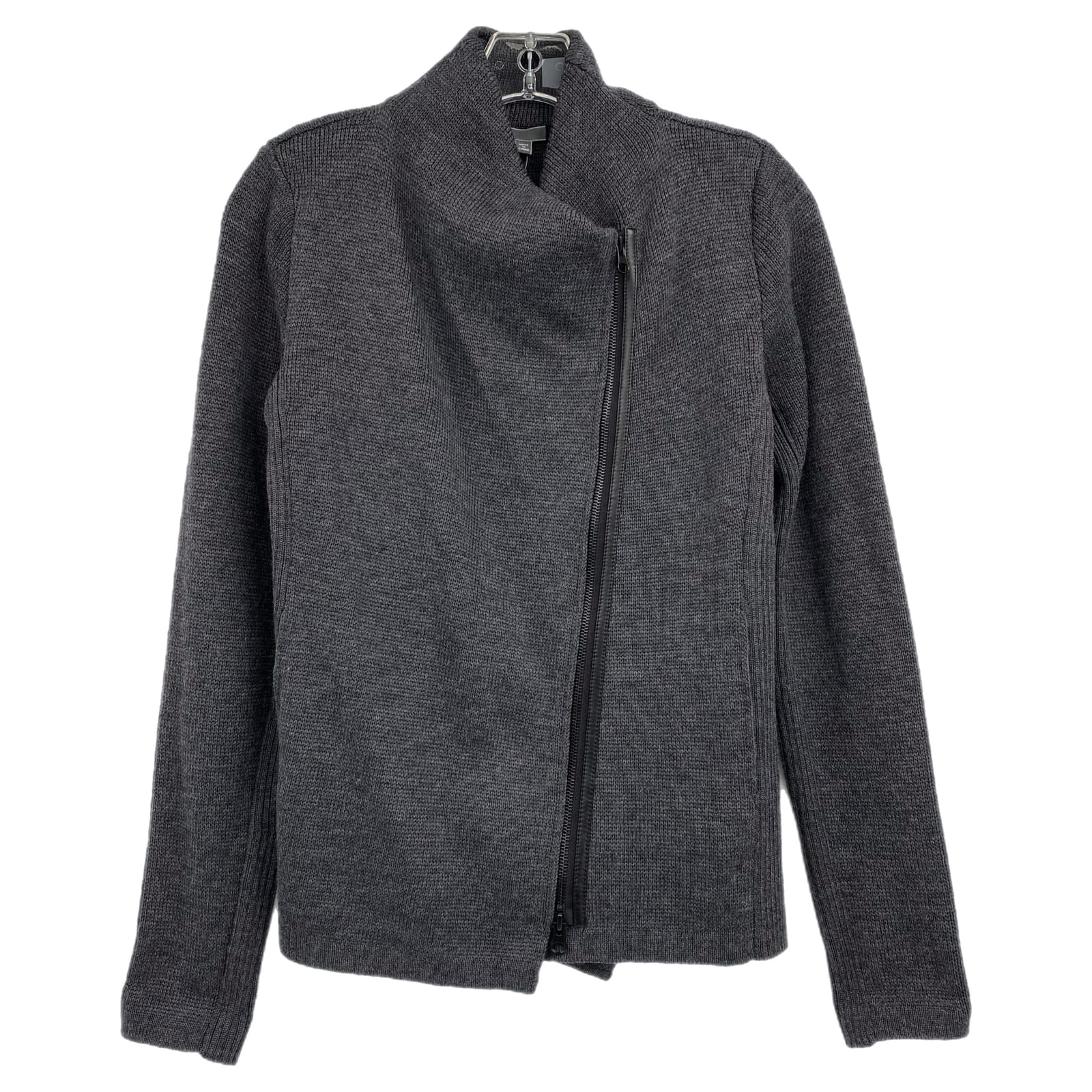 Vince Gray Wool Knit Zip-Up Jacket